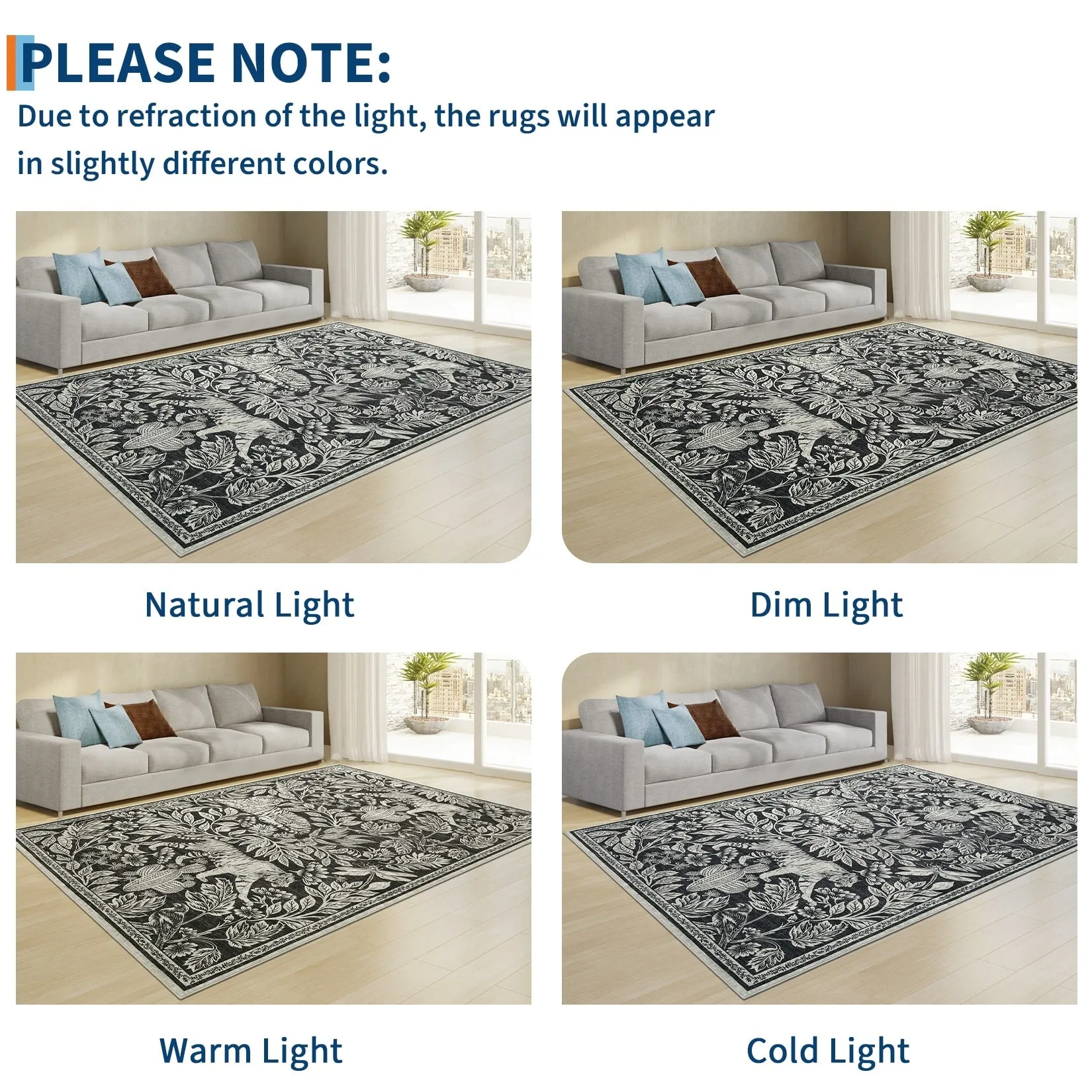 Forest Tiger Rugs Living Room Rug. Soft Washable Bedroom Rug. Low Pile Non-Slip Dining Room Home Office Carpet