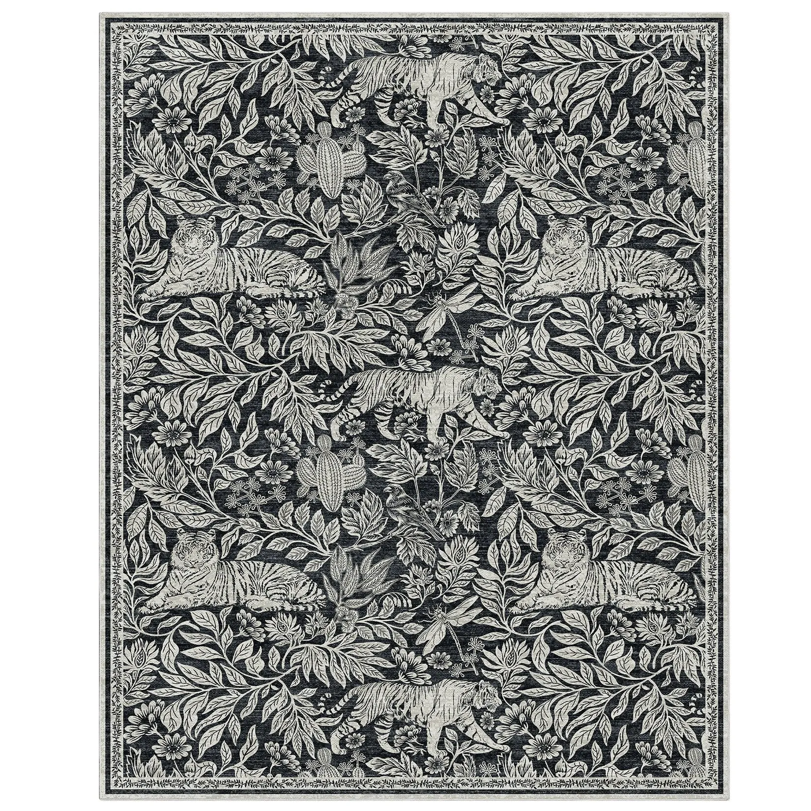 Forest Tiger Rugs Living Room Rug. Soft Washable Bedroom Rug. Low Pile Non-Slip Dining Room Home Office Carpet