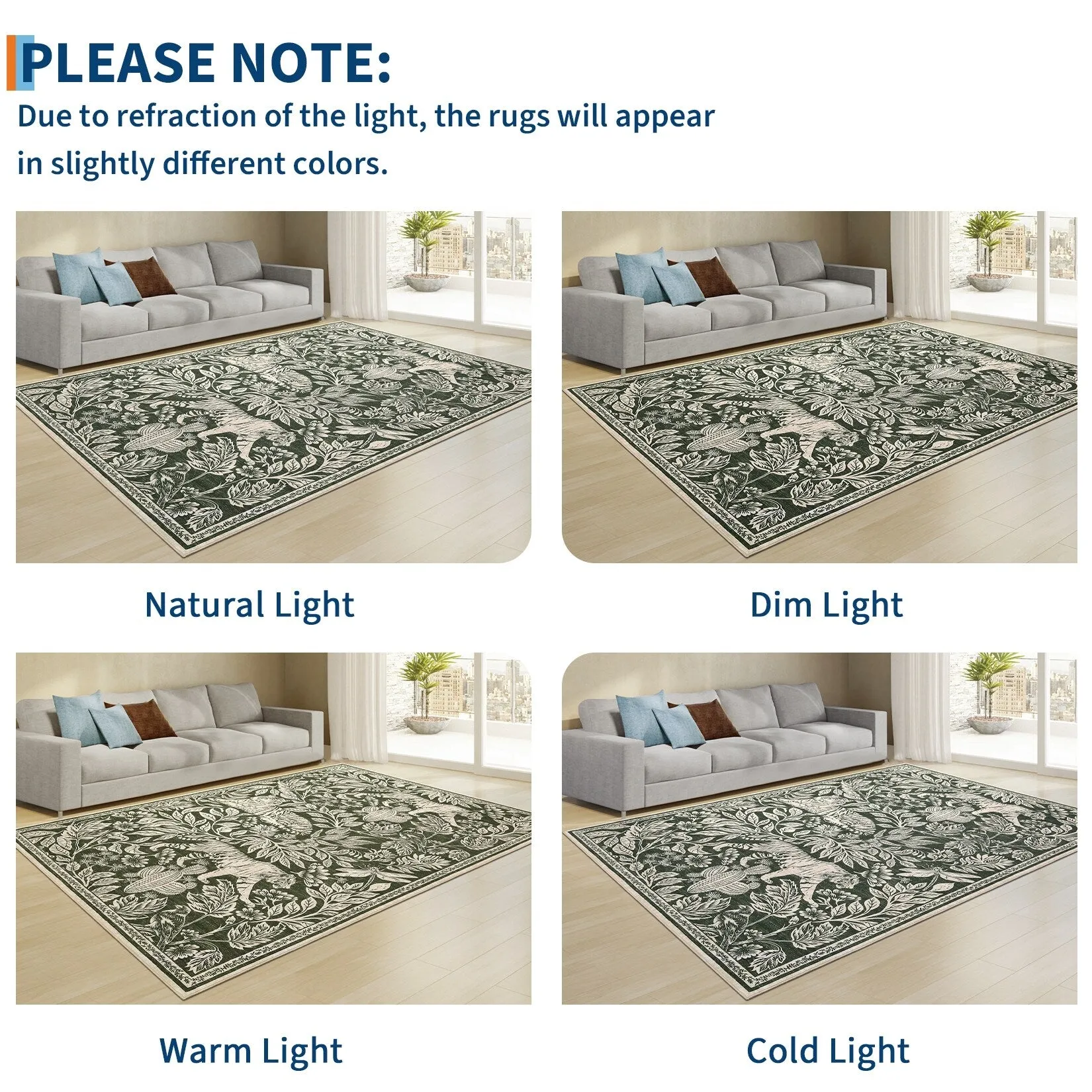 Forest Tiger Rugs Living Room Rug. Soft Washable Bedroom Rug. Low Pile Non-Slip Dining Room Home Office Carpet