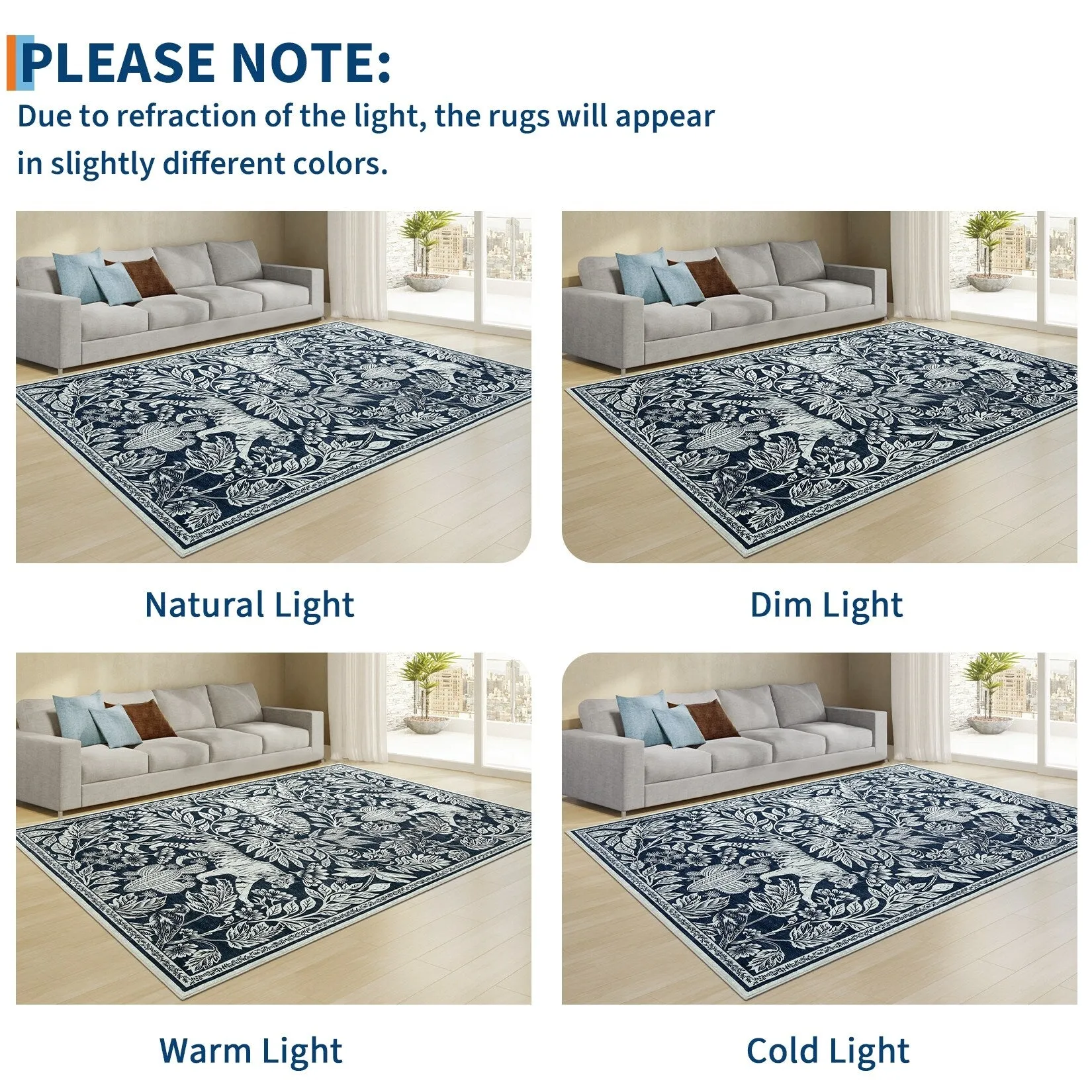 Forest Tiger Rugs Living Room Rug. Soft Washable Bedroom Rug. Low Pile Non-Slip Dining Room Home Office Carpet