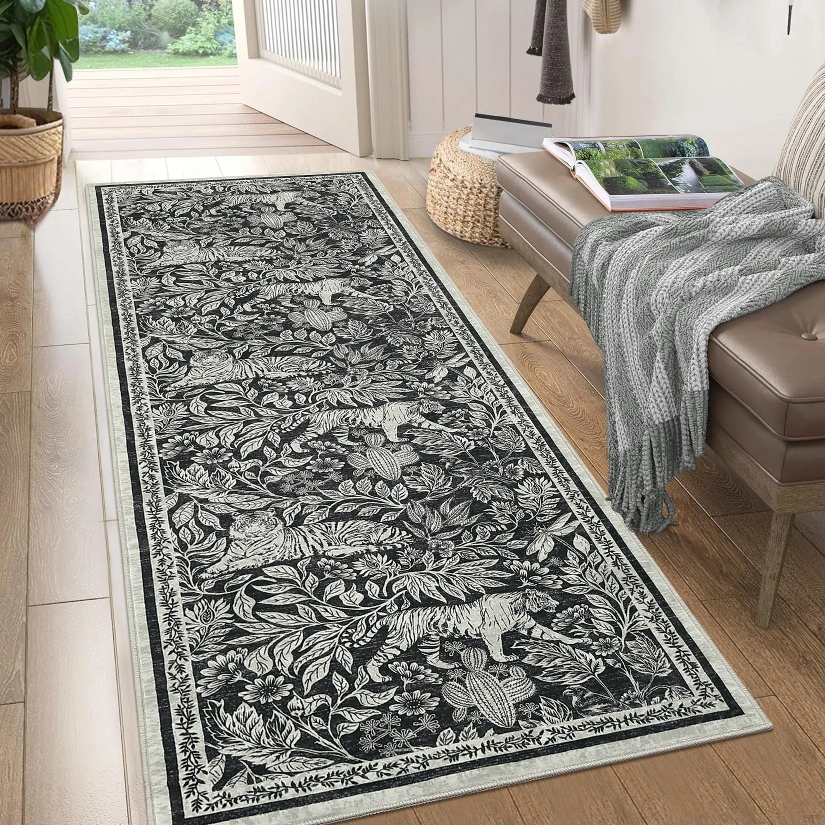 Forest Tiger Rugs Living Room Rug. Soft Washable Bedroom Rug. Low Pile Non-Slip Dining Room Home Office Carpet
