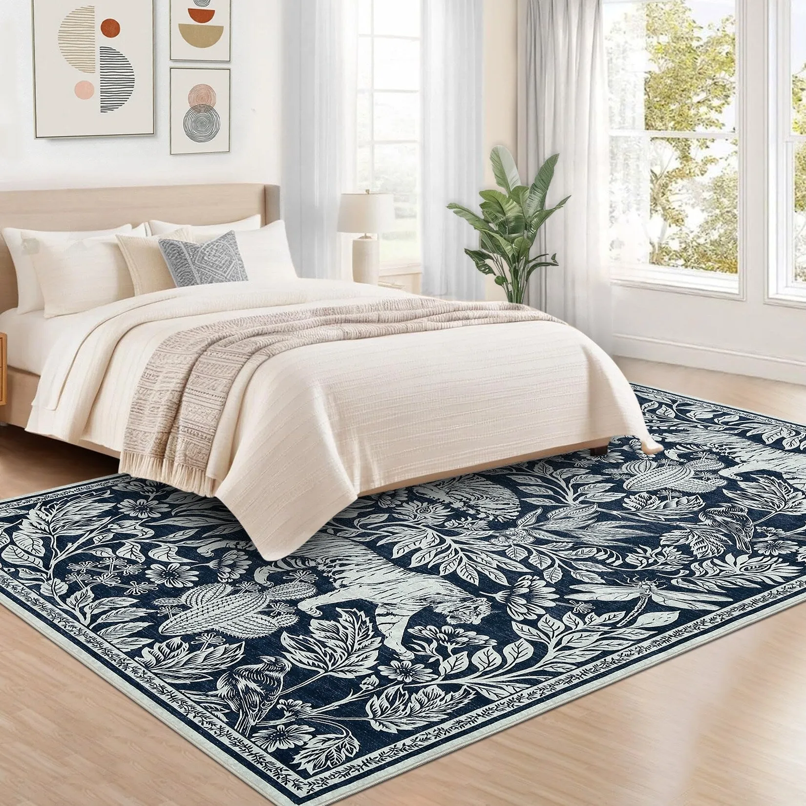 Forest Tiger Rugs Living Room Rug. Soft Washable Bedroom Rug. Low Pile Non-Slip Dining Room Home Office Carpet