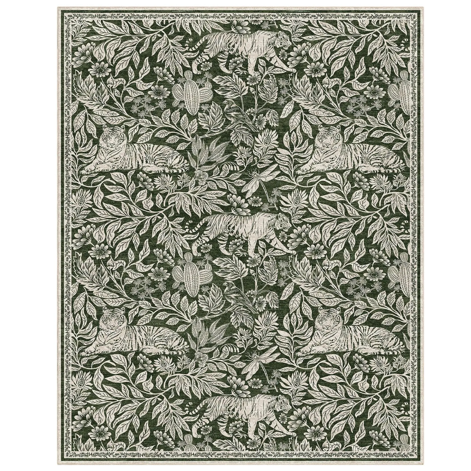 Forest Tiger Rugs Living Room Rug. Soft Washable Bedroom Rug. Low Pile Non-Slip Dining Room Home Office Carpet