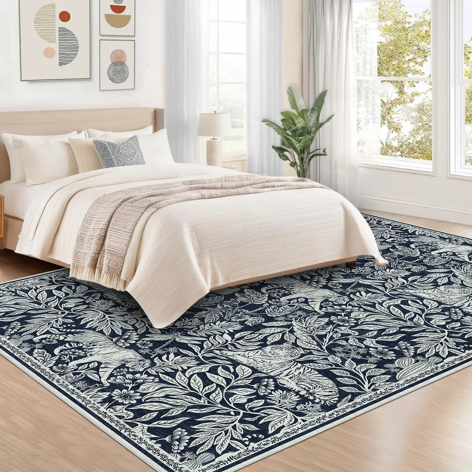 Forest Tiger Rugs Living Room Rug. Soft Washable Bedroom Rug. Low Pile Non-Slip Dining Room Home Office Carpet