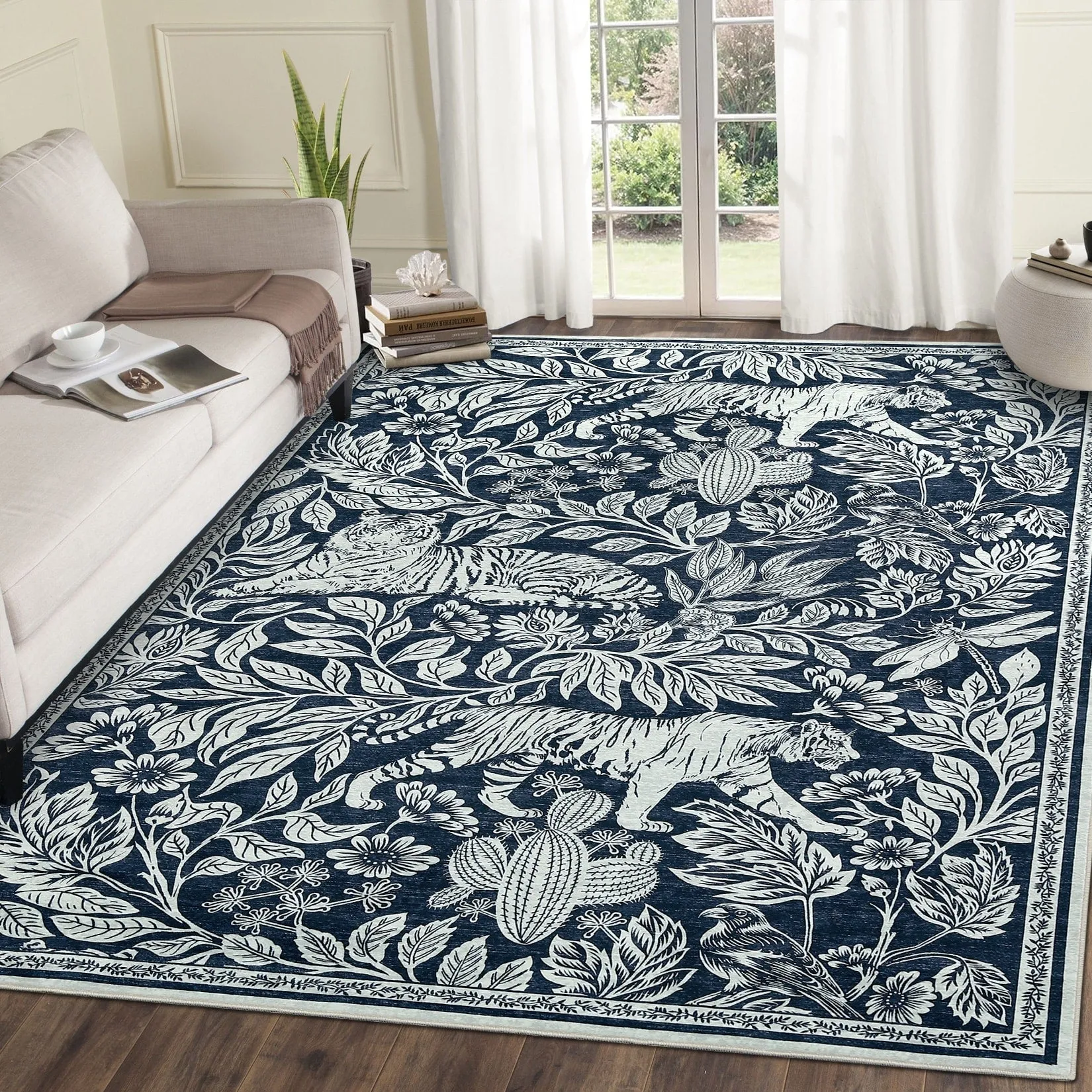 Forest Tiger Rugs Living Room Rug. Soft Washable Bedroom Rug. Low Pile Non-Slip Dining Room Home Office Carpet