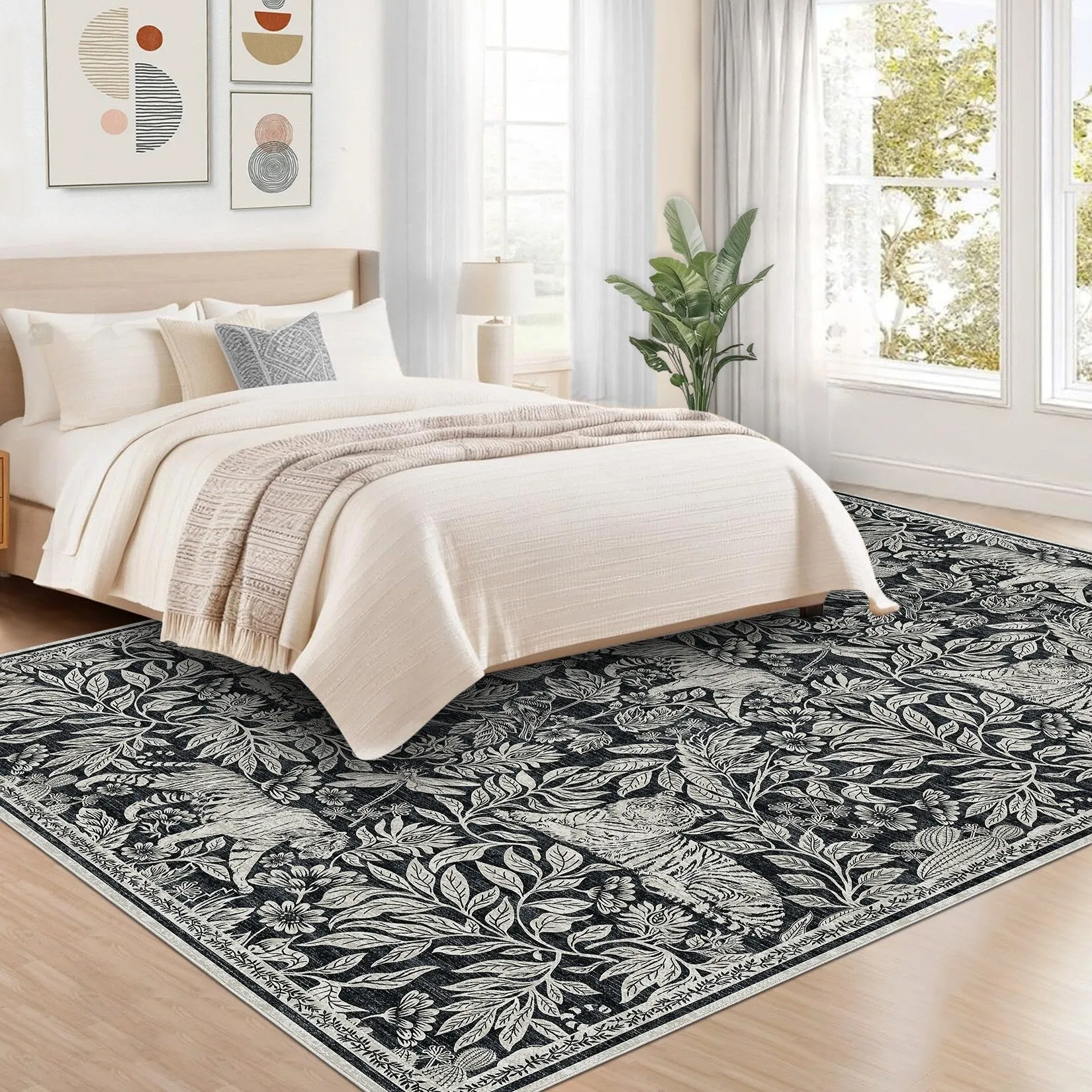 Forest Tiger Rugs Living Room Rug. Soft Washable Bedroom Rug. Low Pile Non-Slip Dining Room Home Office Carpet