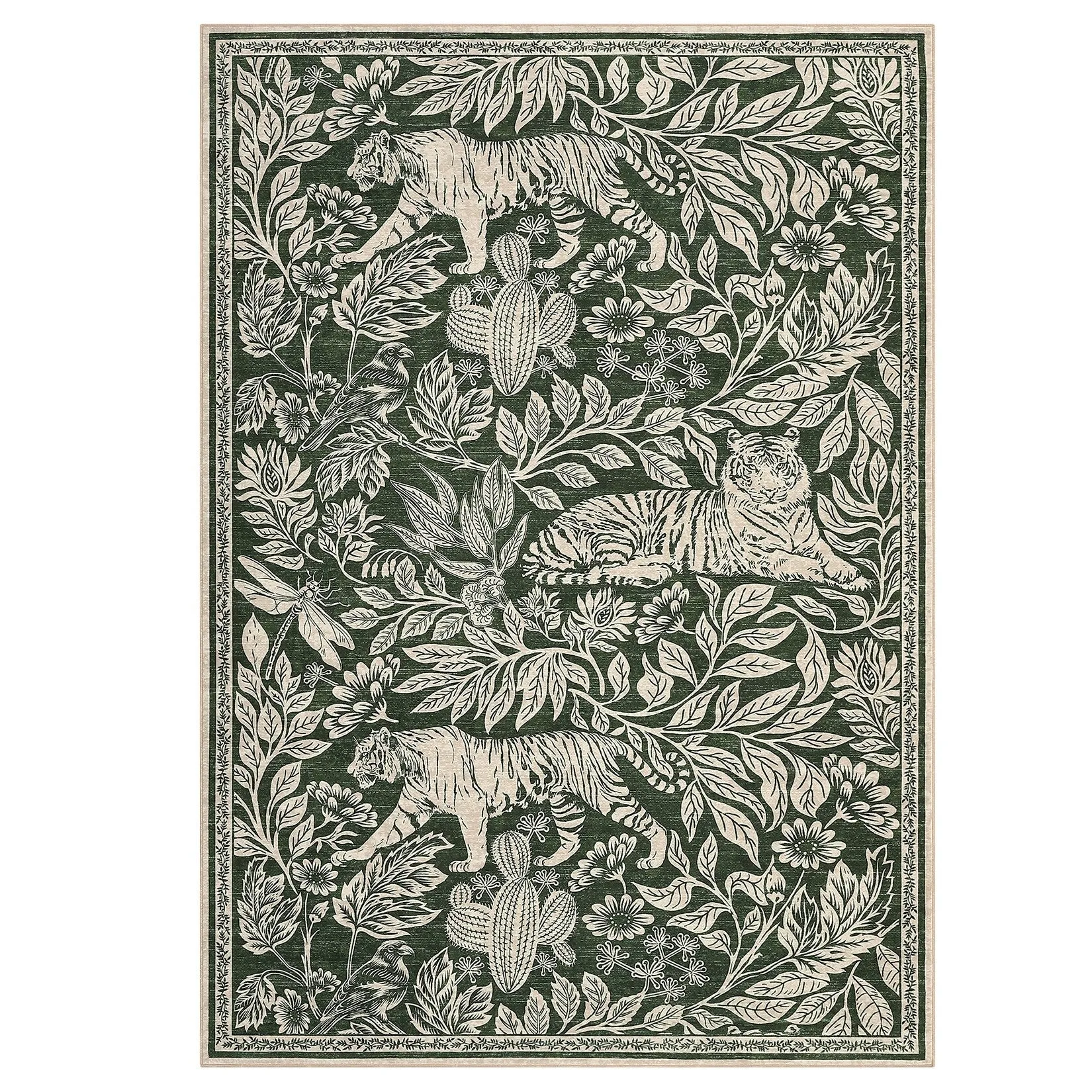 Forest Tiger Rugs Living Room Rug. Soft Washable Bedroom Rug. Low Pile Non-Slip Dining Room Home Office Carpet