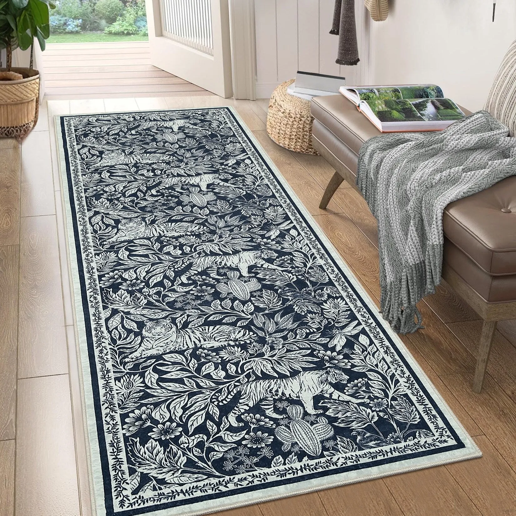 Forest Tiger Rugs Living Room Rug. Soft Washable Bedroom Rug. Low Pile Non-Slip Dining Room Home Office Carpet