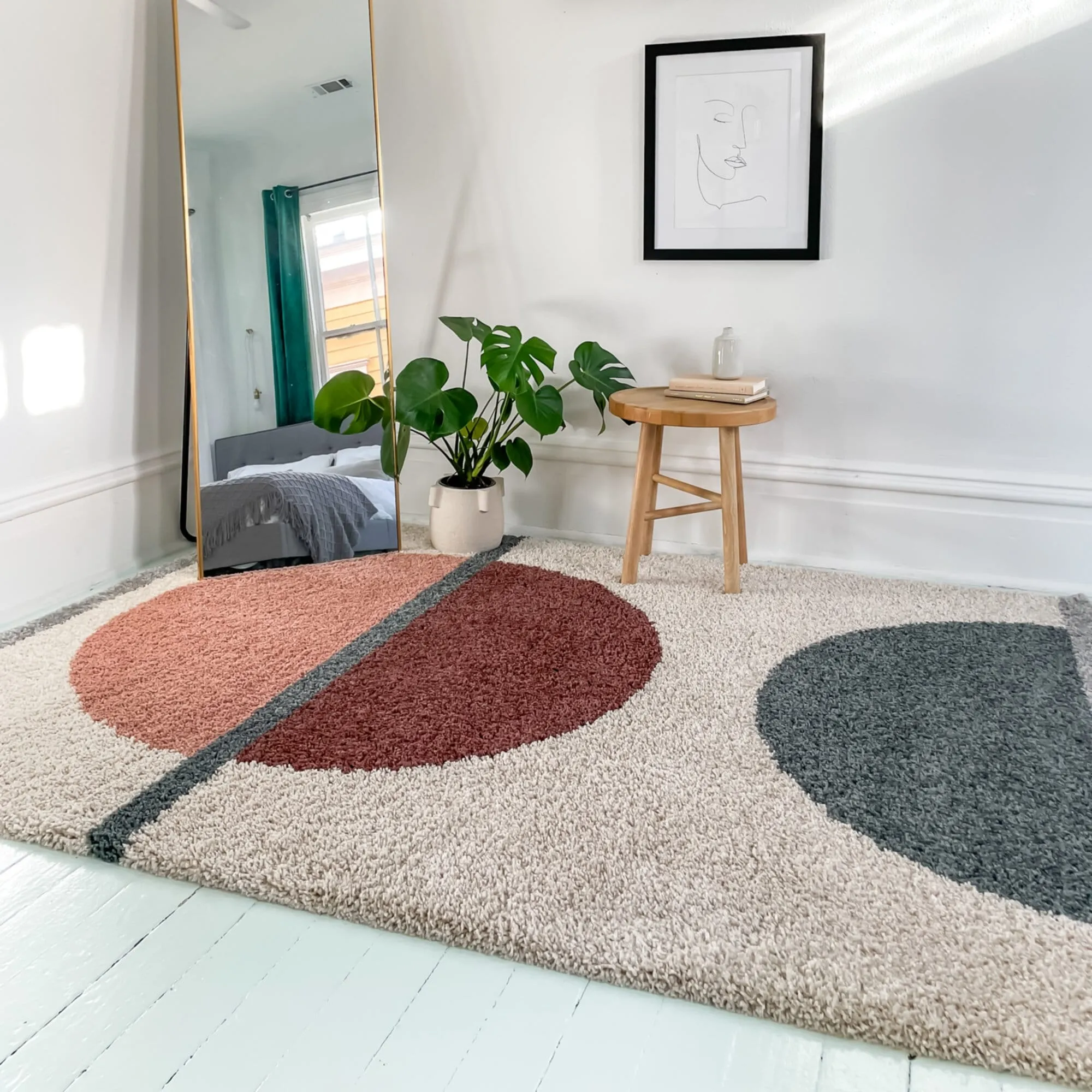 Fortier Modern Geometric Shag Area Rug