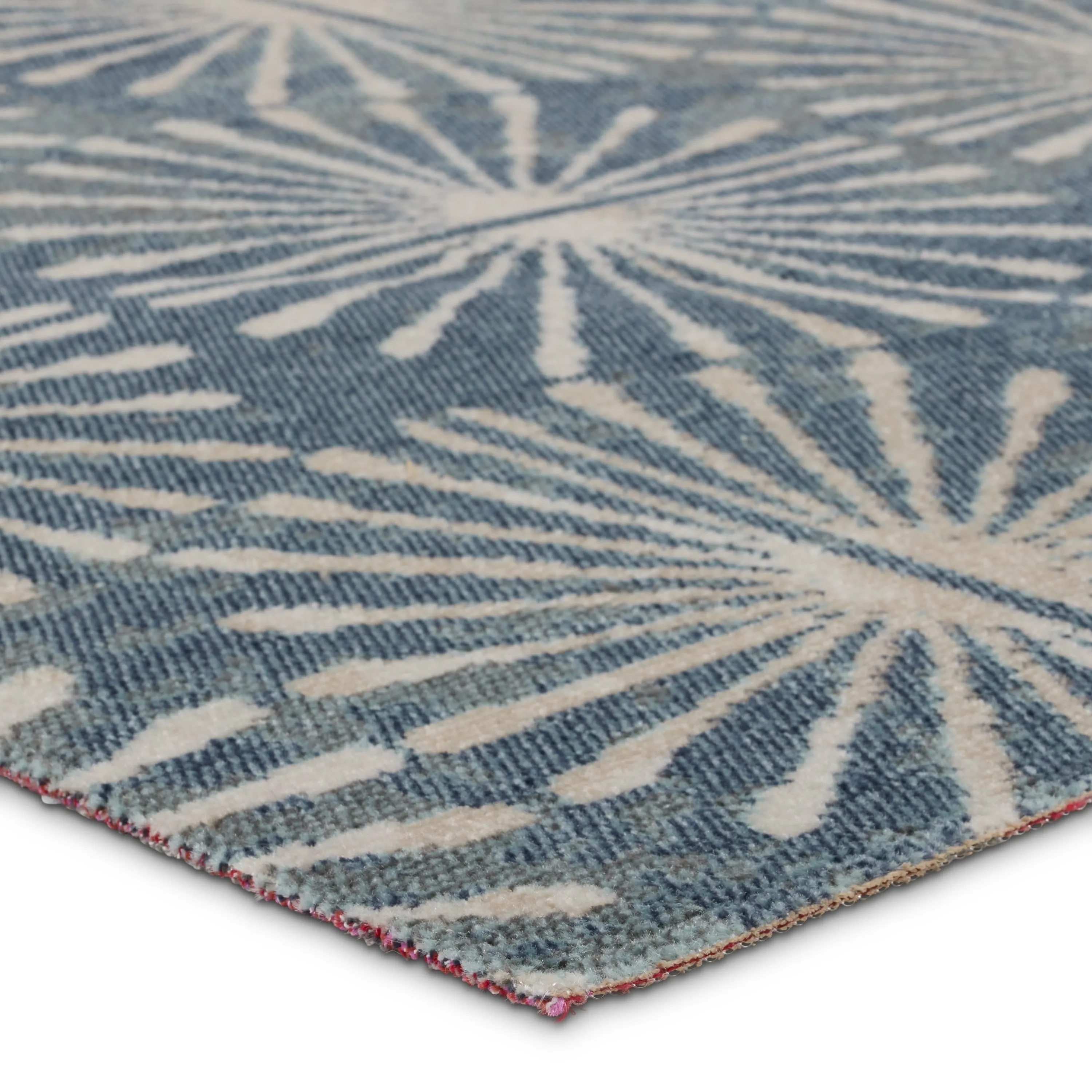 Franta Indoor/Outdoor Geometric Blue/Cream Runner Rug