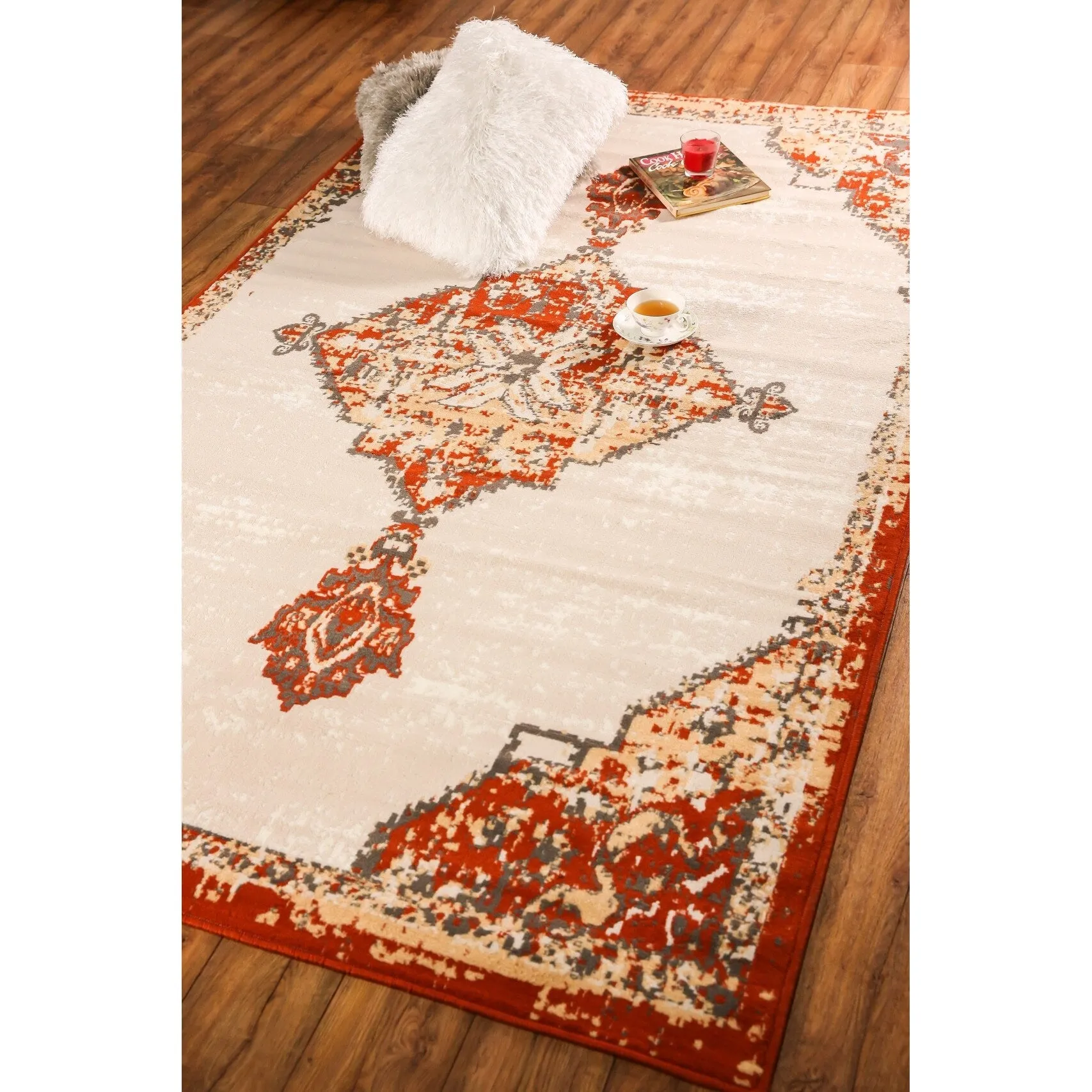 Furnish My Place Moroccan Style Rug - Ivory. Distressed Rug
