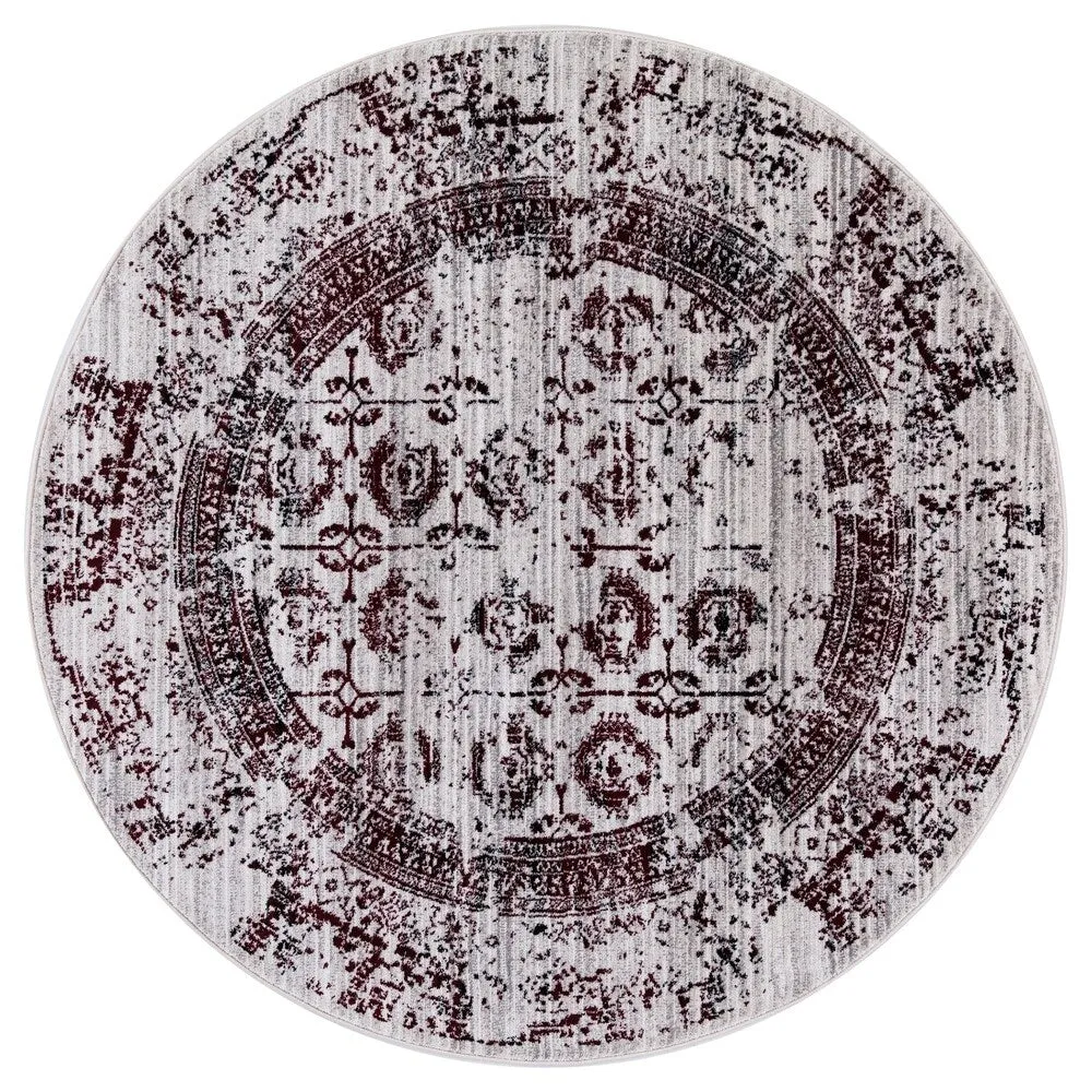 GAD Enduring Collection Serene Red Gray Transitional Area Rug