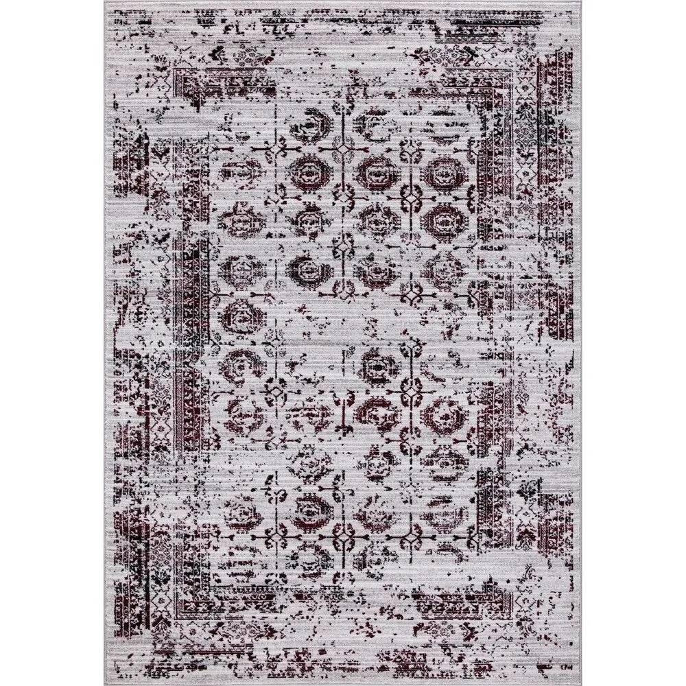 GAD Enduring Collection Serene Red Gray Transitional Area Rug