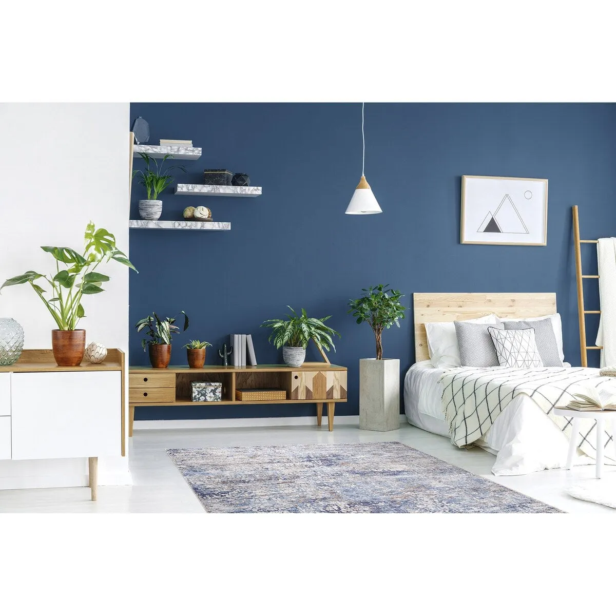 GAD - Machine Washable - Spatter Transitional Print Area Rug - 5'3 X 7'6