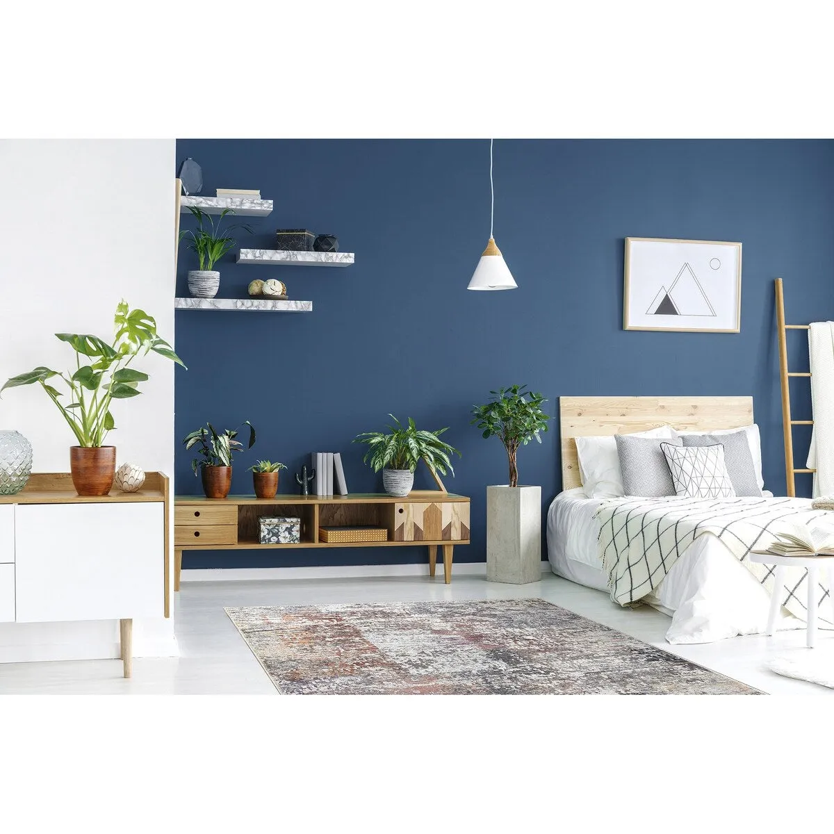GAD - Machine Washable - Spatter Transitional Print Area Rug - 5'3 X 7'6