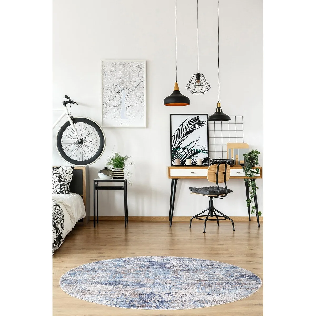 GAD - Machine Washable - Spatter Transitional Print Area Rug - 5'3 X 7'6