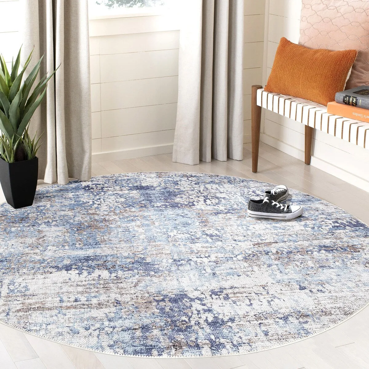 GAD - Machine Washable - Spatter Transitional Print Area Rug - 5'3 X 7'6