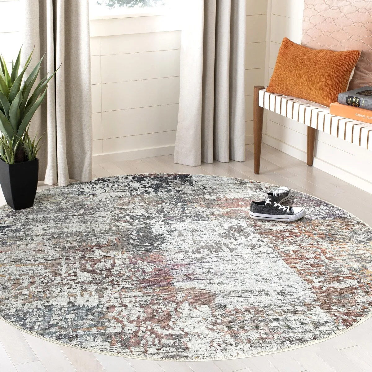 GAD - Machine Washable - Spatter Transitional Print Area Rug - 5'3 X 7'6
