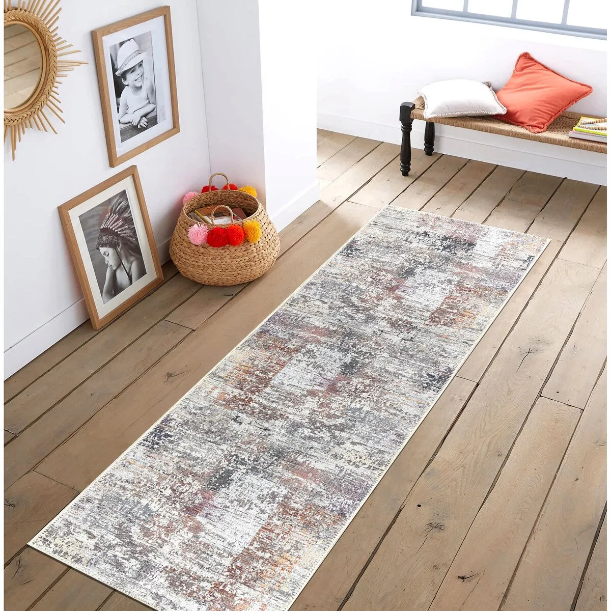 GAD - Machine Washable - Spatter Transitional Print Area Rug - 5'3 X 7'6