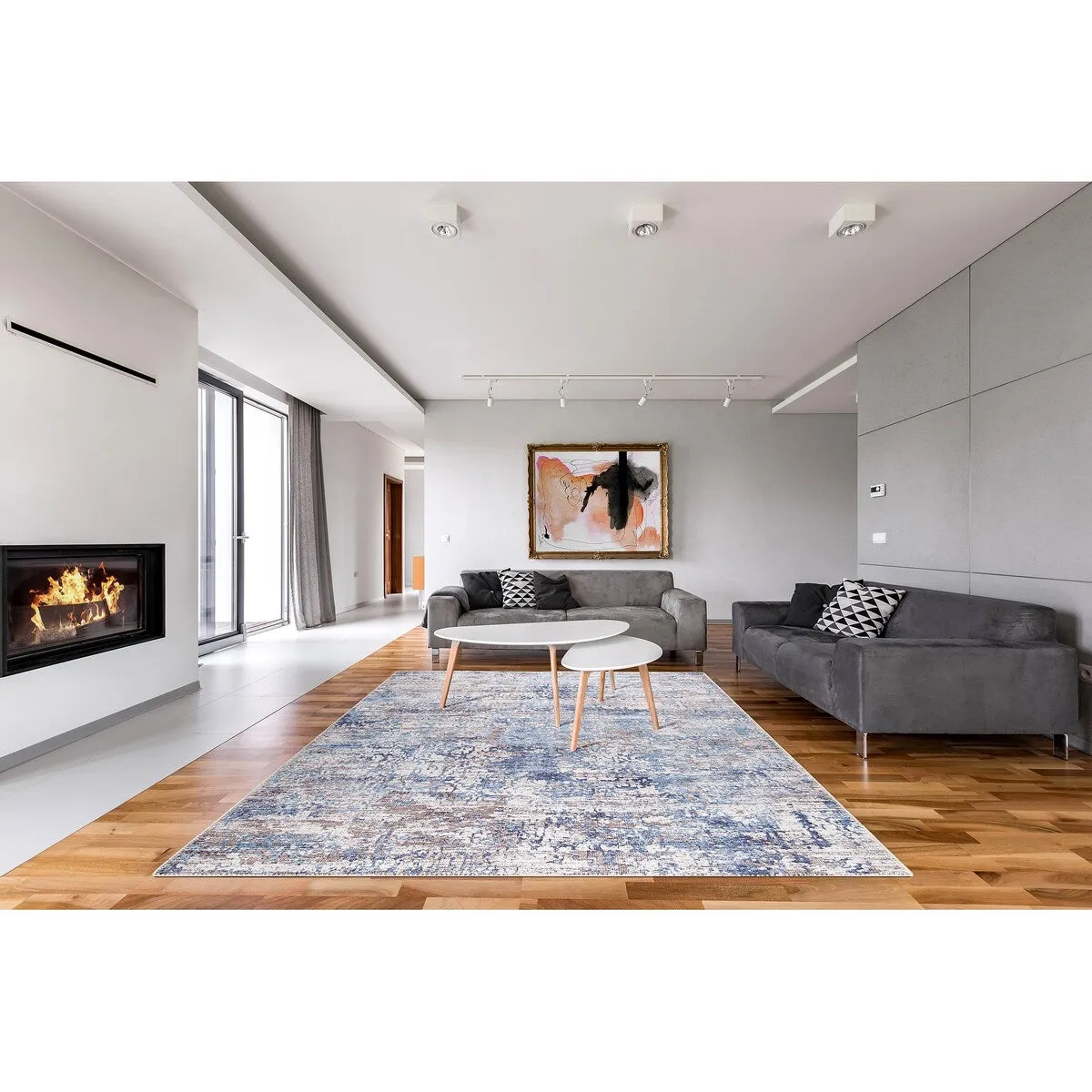 GAD - Machine Washable - Spatter Transitional Print Area Rug - 5'3 X 7'6