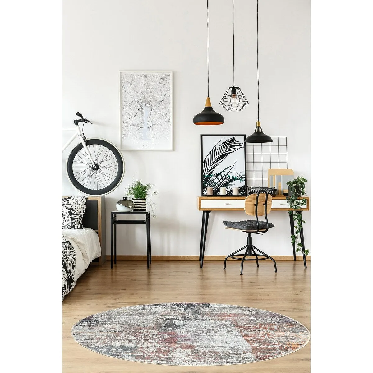 GAD - Machine Washable - Spatter Transitional Print Area Rug - 5'3 X 7'6