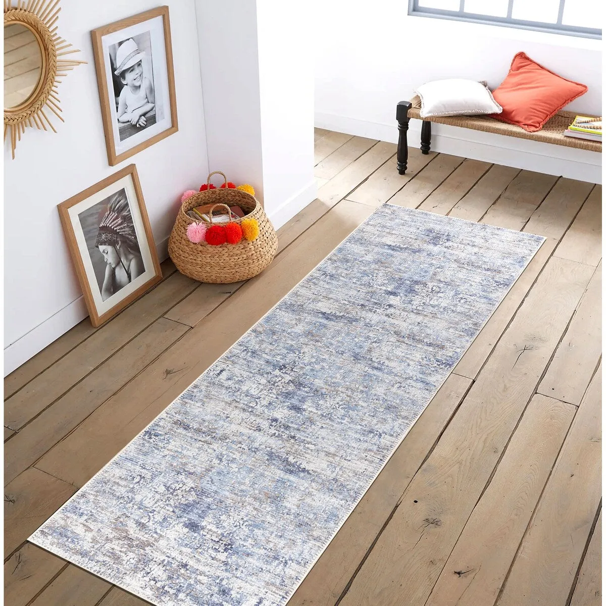 GAD - Machine Washable - Spatter Transitional Print Area Rug - 5'3 X 7'6