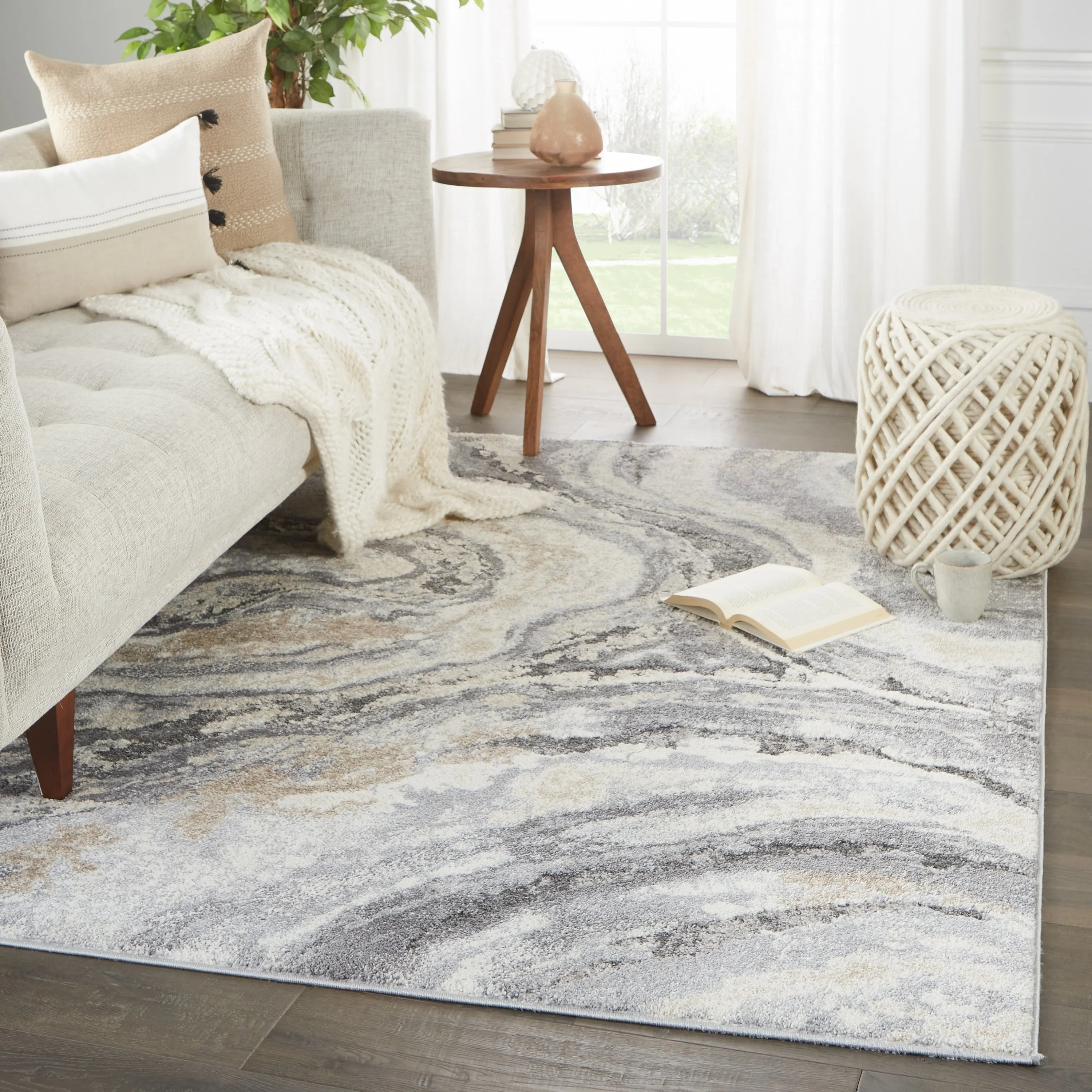 Gatlin Abstract Gray/ Cream Area Rug