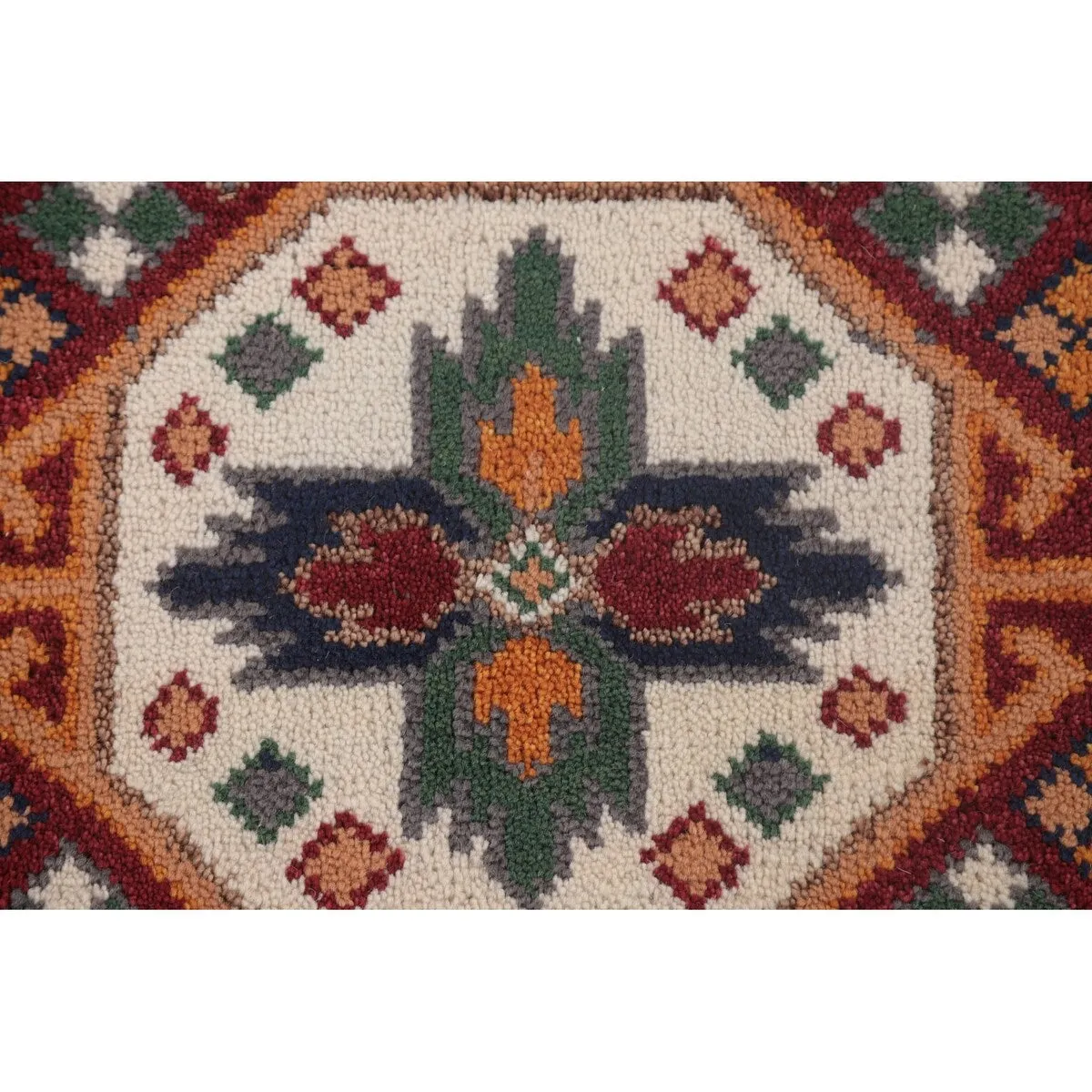Geometric Kazak Area Rug Handmade Wool Carpet - 7'11x 10'3