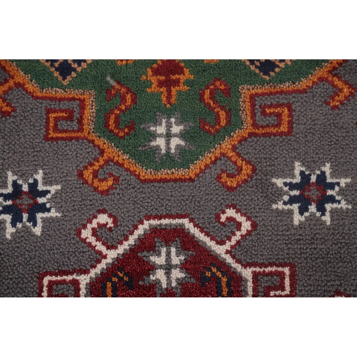 Geometric Kazak Area Rug Handmade Wool Carpet - 7'11x 10'3