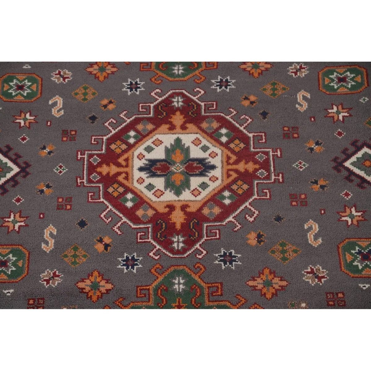 Geometric Kazak Area Rug Handmade Wool Carpet - 7'11x 10'3