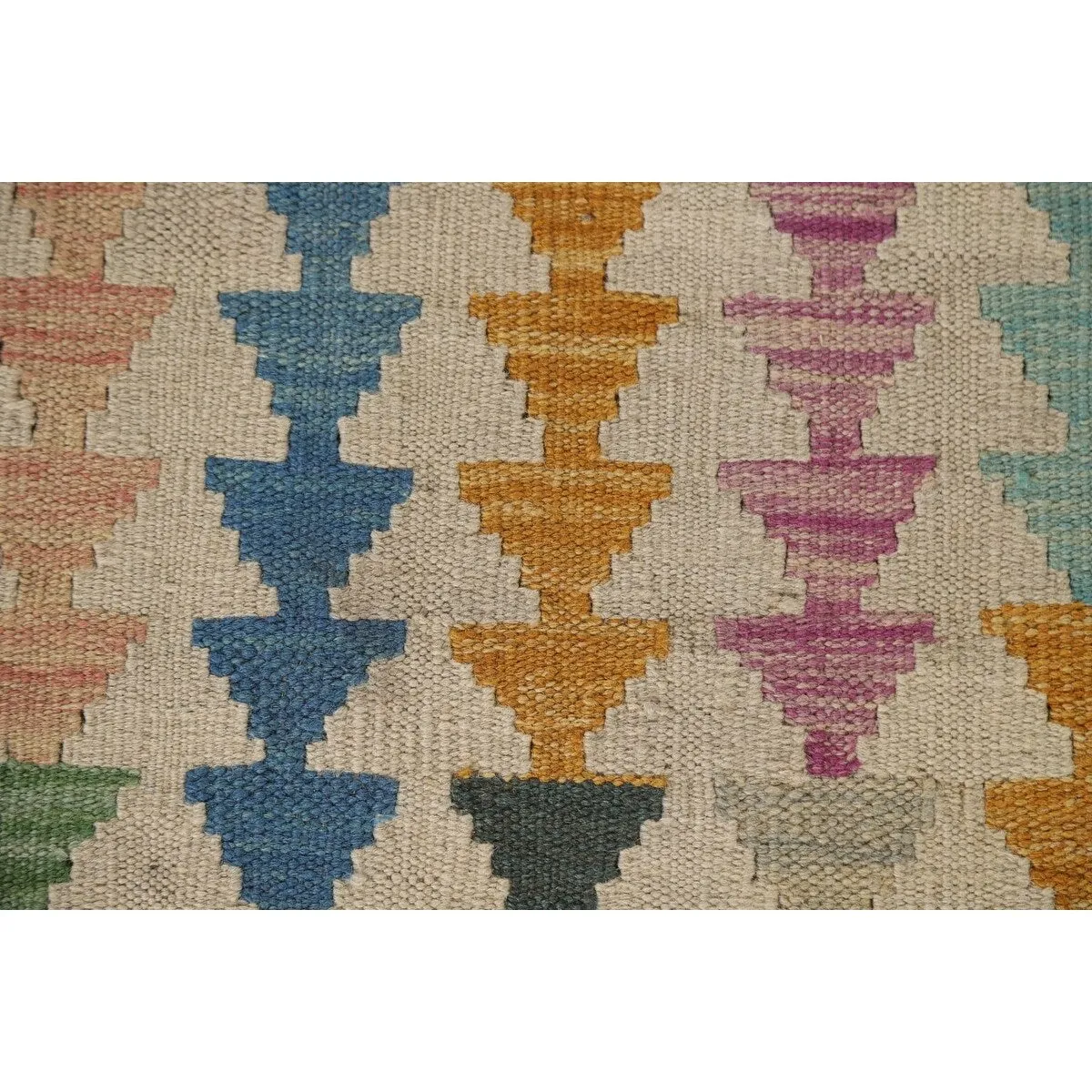 Geometric Kilim Area Rug Flatweave Foyer Wool Carpet - 3'4x 4'11