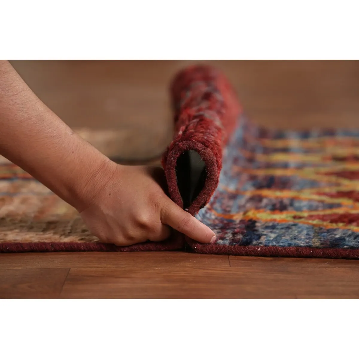 Geometric Multi-Color Moroccan Runner Rug Handmade Wool Carpet - 2'8 x 9'11