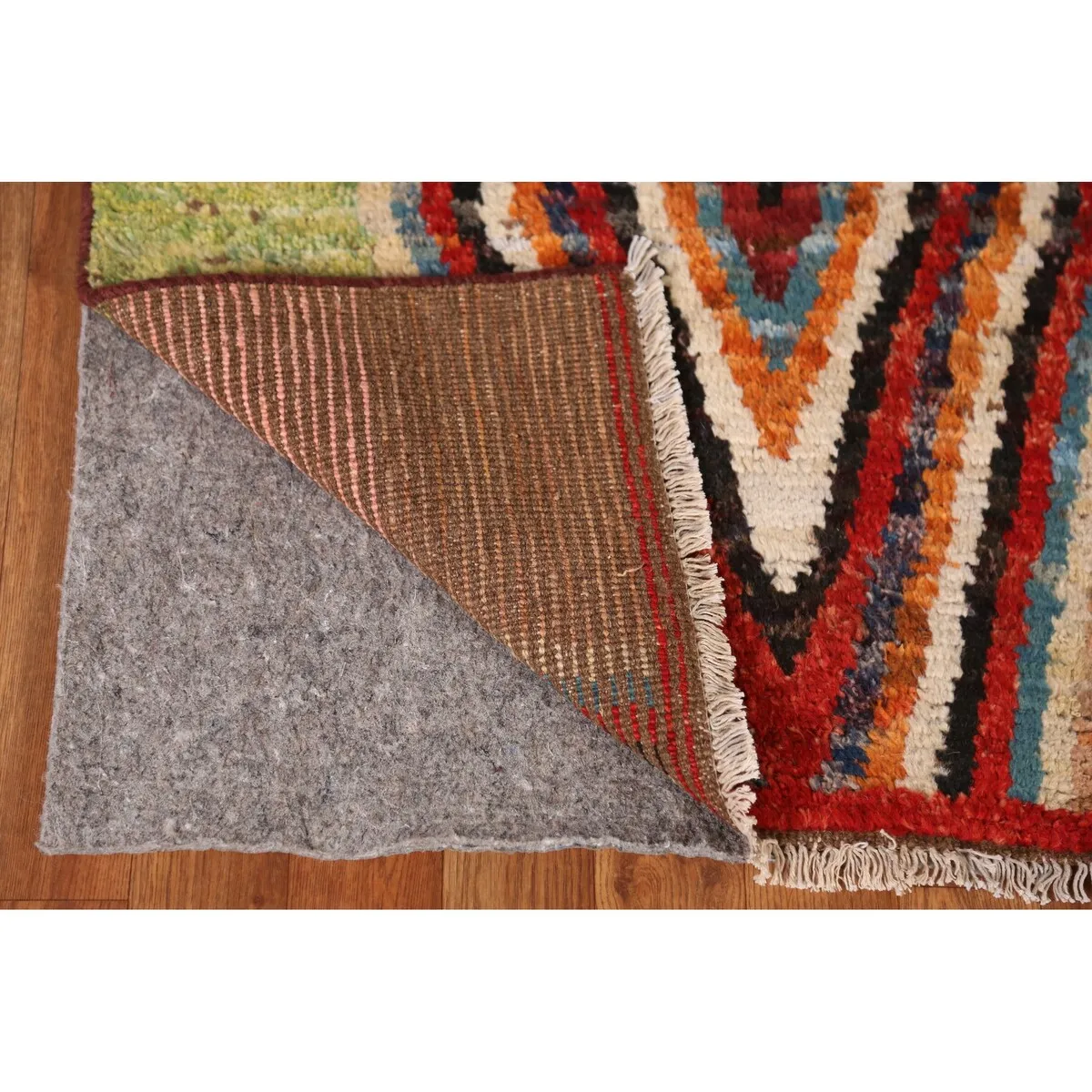 Geometric Multi-Color Moroccan Runner Rug Handmade Wool Carpet - 2'8 x 9'11
