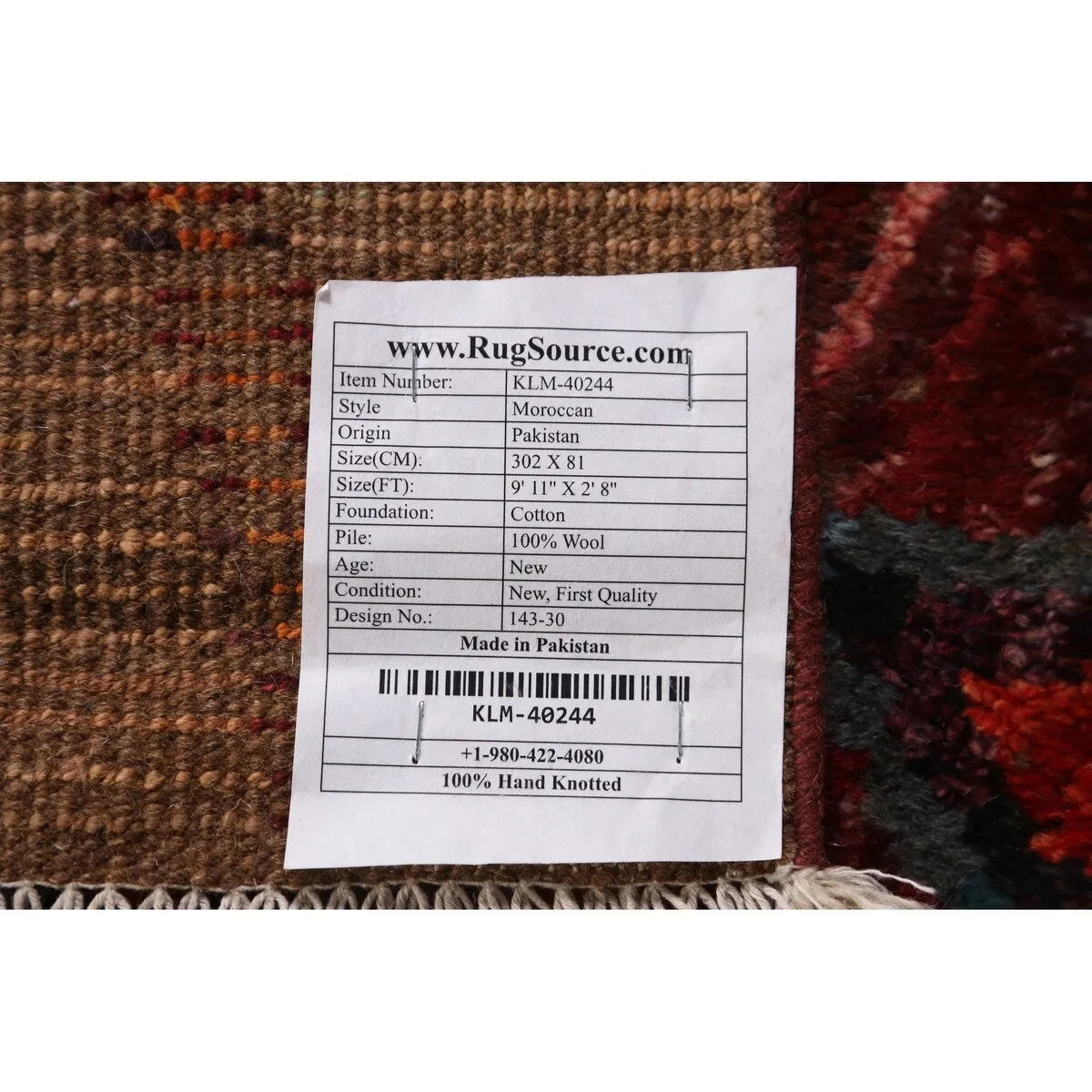 Geometric Multi-Color Moroccan Runner Rug Handmade Wool Carpet - 2'8 x 9'11