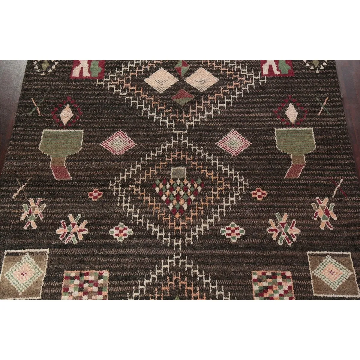Geometric Tribal Oriental Moroccan Wool Area Rug Hand-knotted Carpet - 9'3 x 12'6