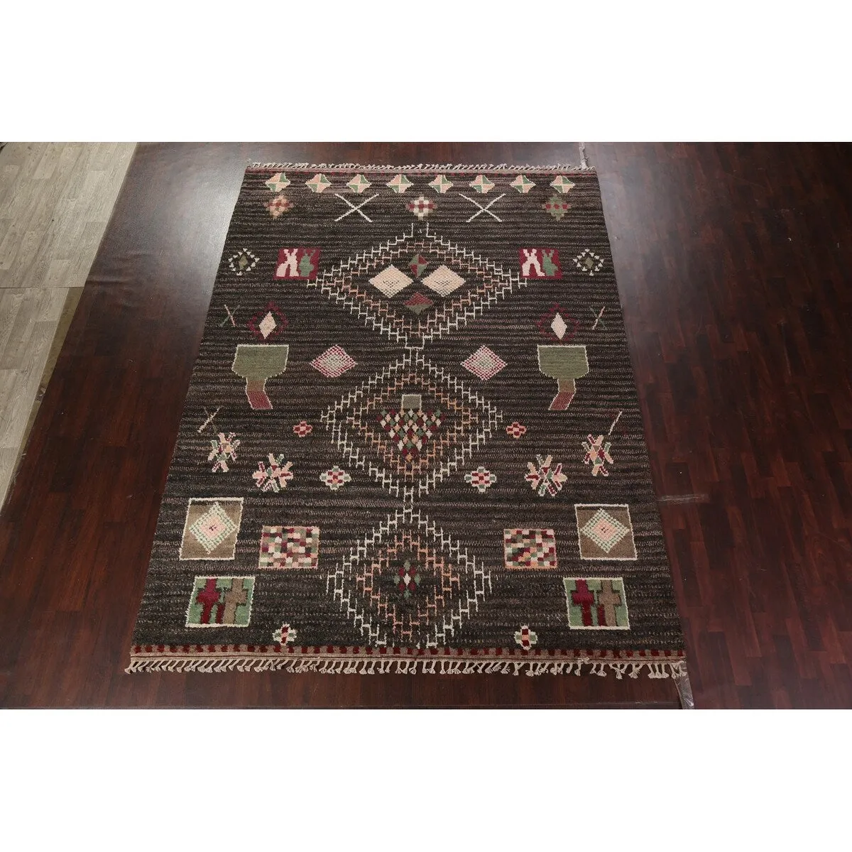 Geometric Tribal Oriental Moroccan Wool Area Rug Hand-knotted Carpet - 9'3 x 12'6