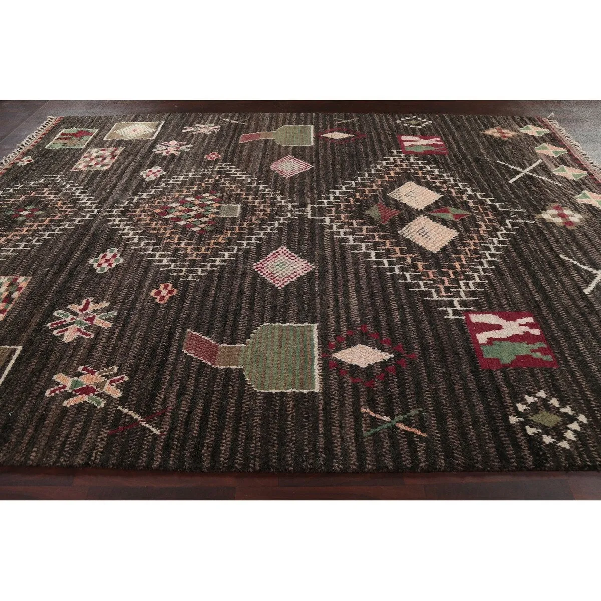 Geometric Tribal Oriental Moroccan Wool Area Rug Hand-knotted Carpet - 9'3 x 12'6