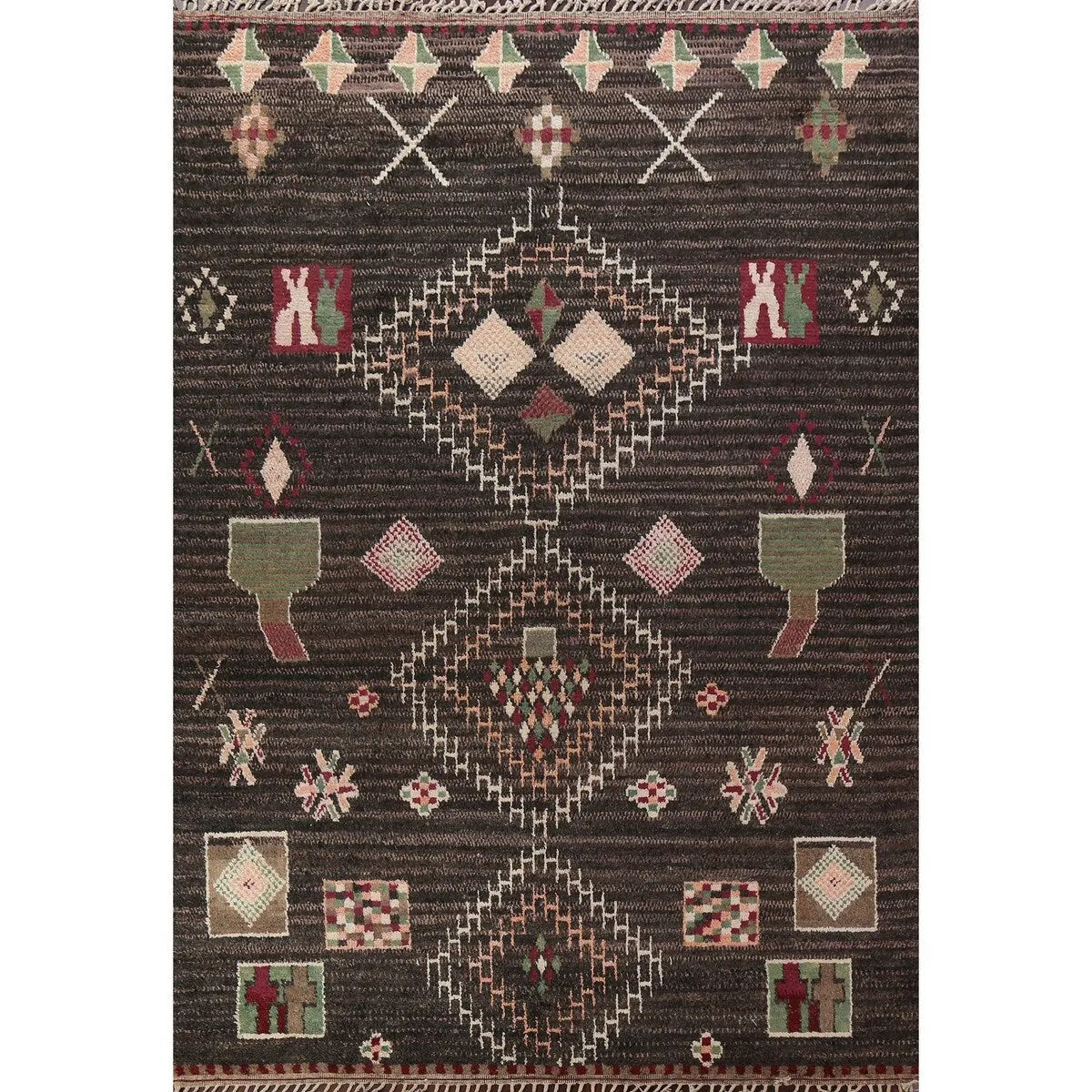 Geometric Tribal Oriental Moroccan Wool Area Rug Hand-knotted Carpet - 9'3 x 12'6