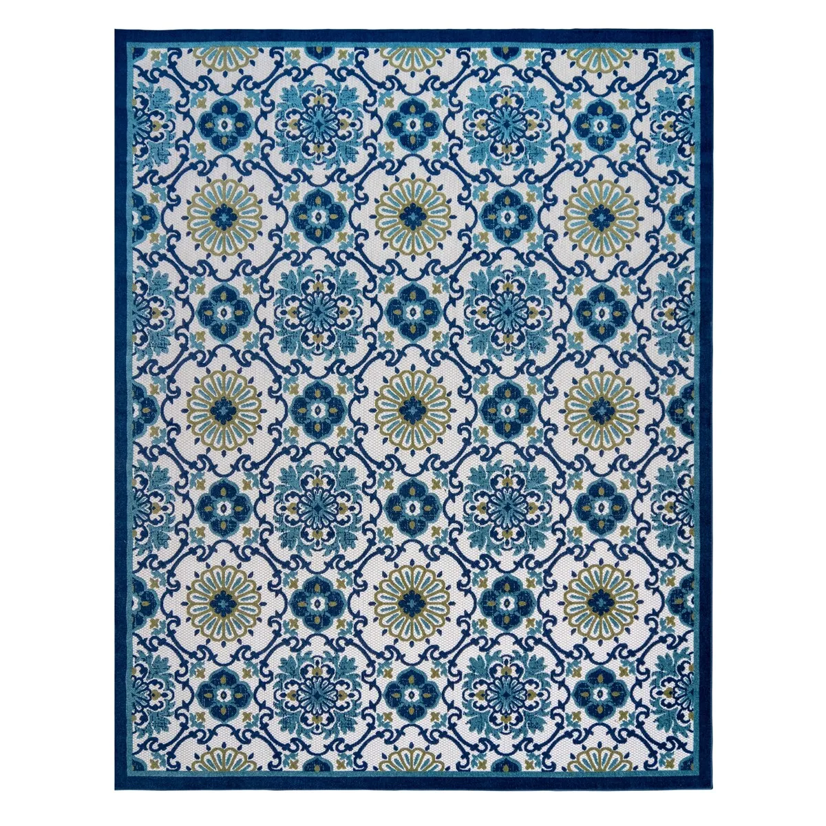 Gertmenian Fosel Chora Ivory Modern Floral Tile Indoor/ Outdoor High-Low Area Rug