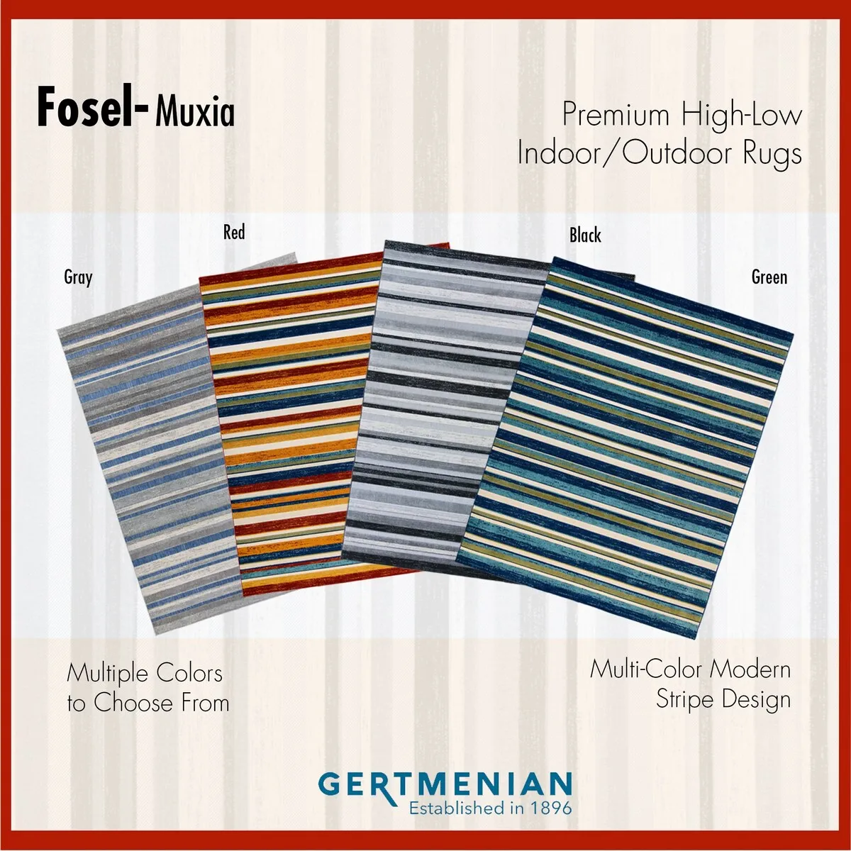 Gertmenian Fosel Muxia Navy Grey Modern Stripe High-Low Indoor/ Outdoor Area Rug