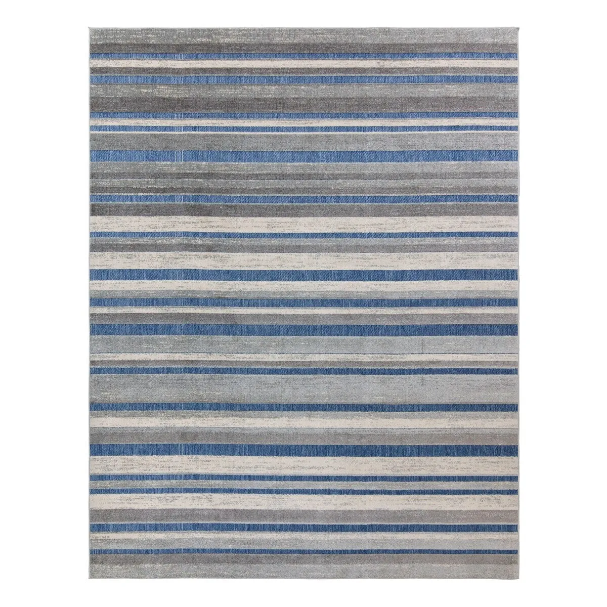Gertmenian Fosel Muxia Navy Grey Modern Stripe High-Low Indoor/ Outdoor Area Rug