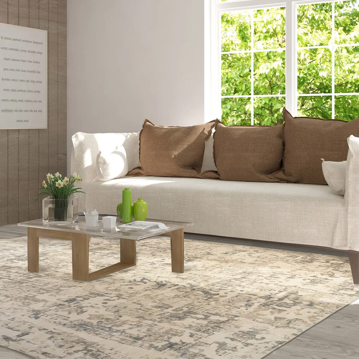 Gertmenian Hurston Monti Modern Abstract Natural Ivory Indoor Area Rug - 12'x15'
