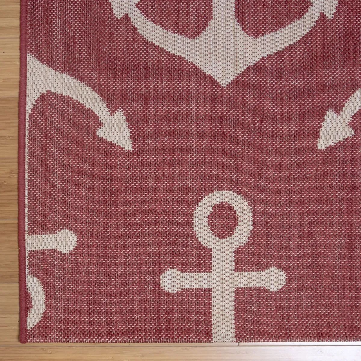 Gertmenian Paseo Maritime Red Nautical Anchor Indoor/ Outdoor Area Rug