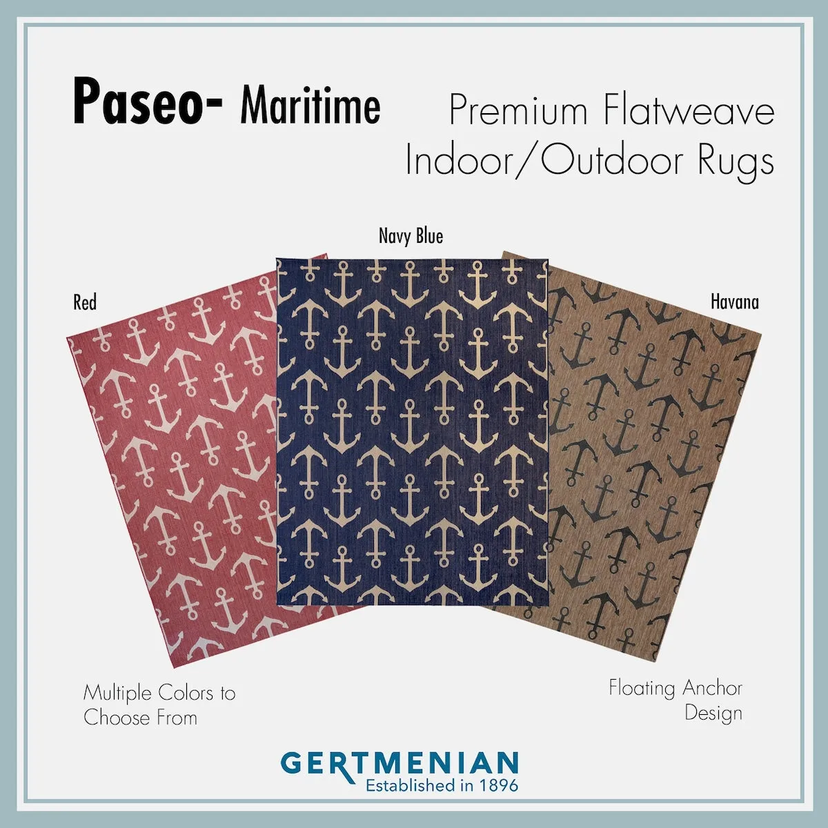 Gertmenian Paseo Maritime Red Nautical Anchor Indoor/ Outdoor Area Rug