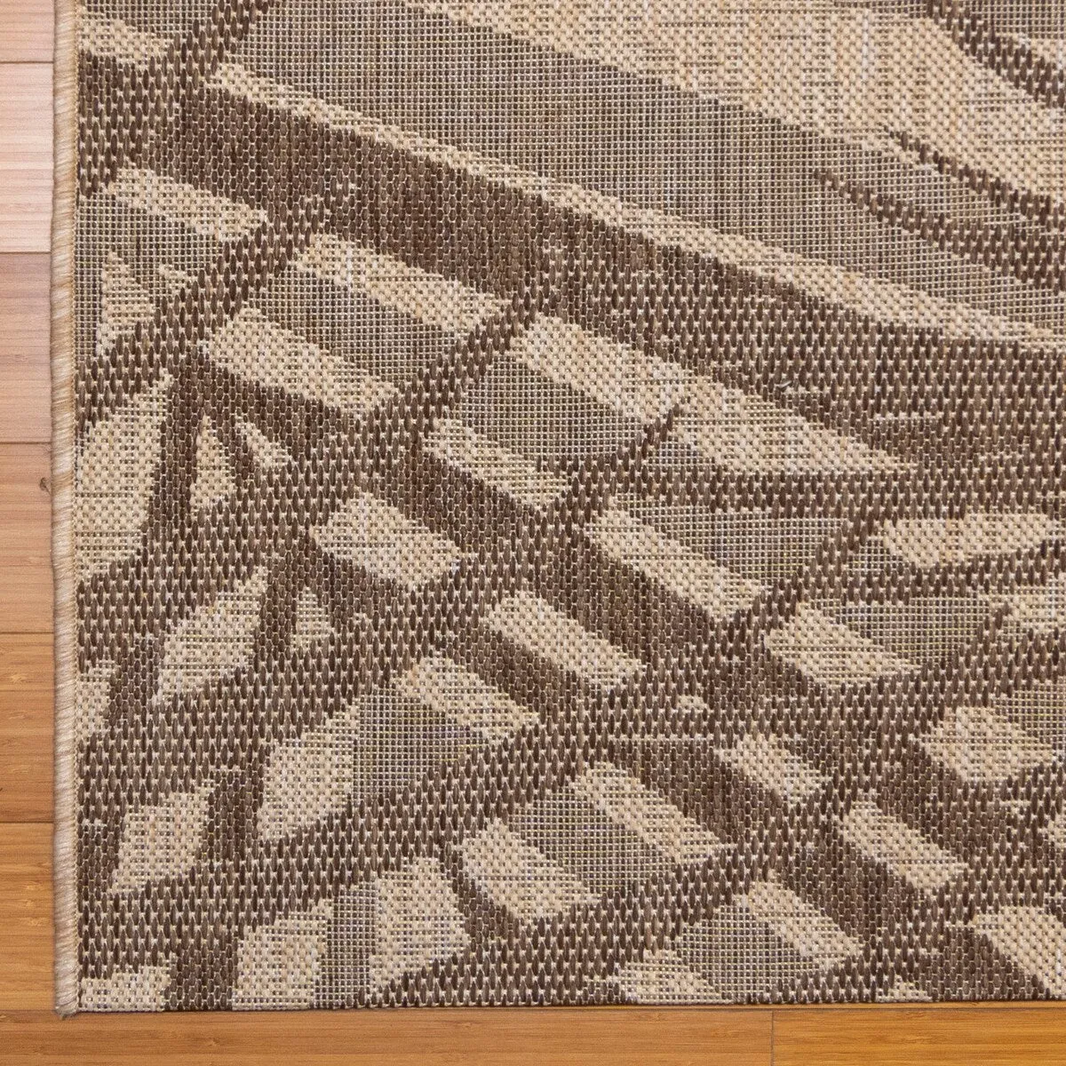 Gertmenian Paseo Paume Havana Brown Casual Palm Leaf Flatweave Indoor/ Outdoor Area Rug