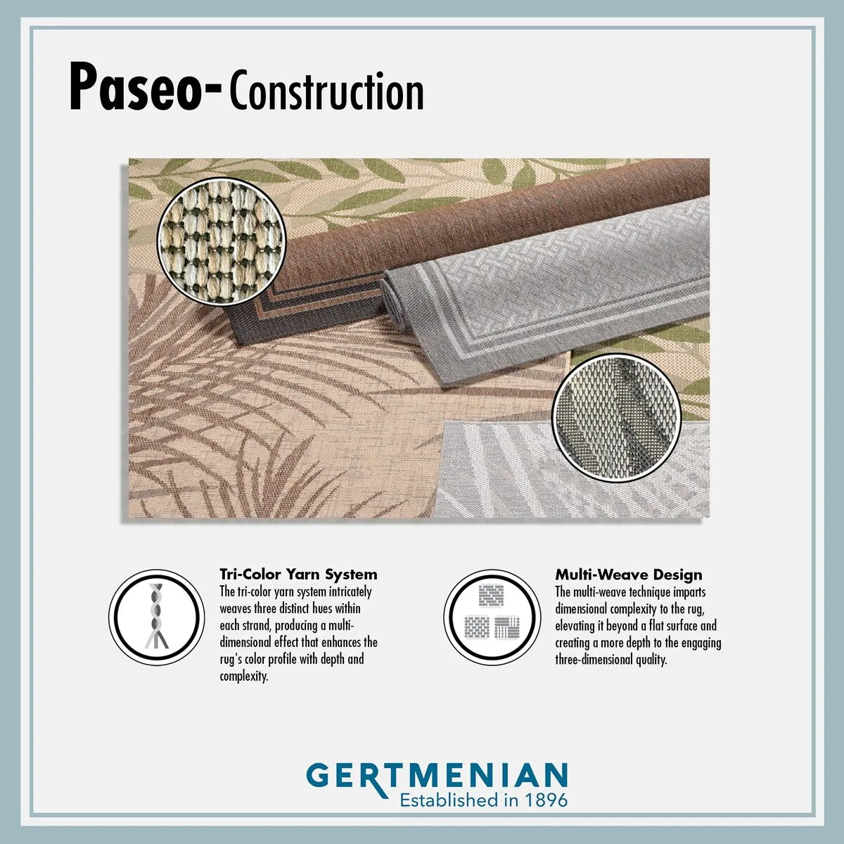 Gertmenian Paseo Paume Havana Brown Casual Palm Leaf Flatweave Indoor/ Outdoor Area Rug