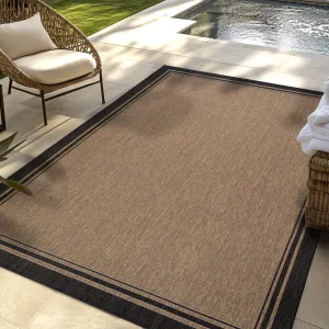 Gertmenian Paseo Soroa Chestnut Brown/Black Classic Border Flatweave Indoor/ Outdoor Area Rug