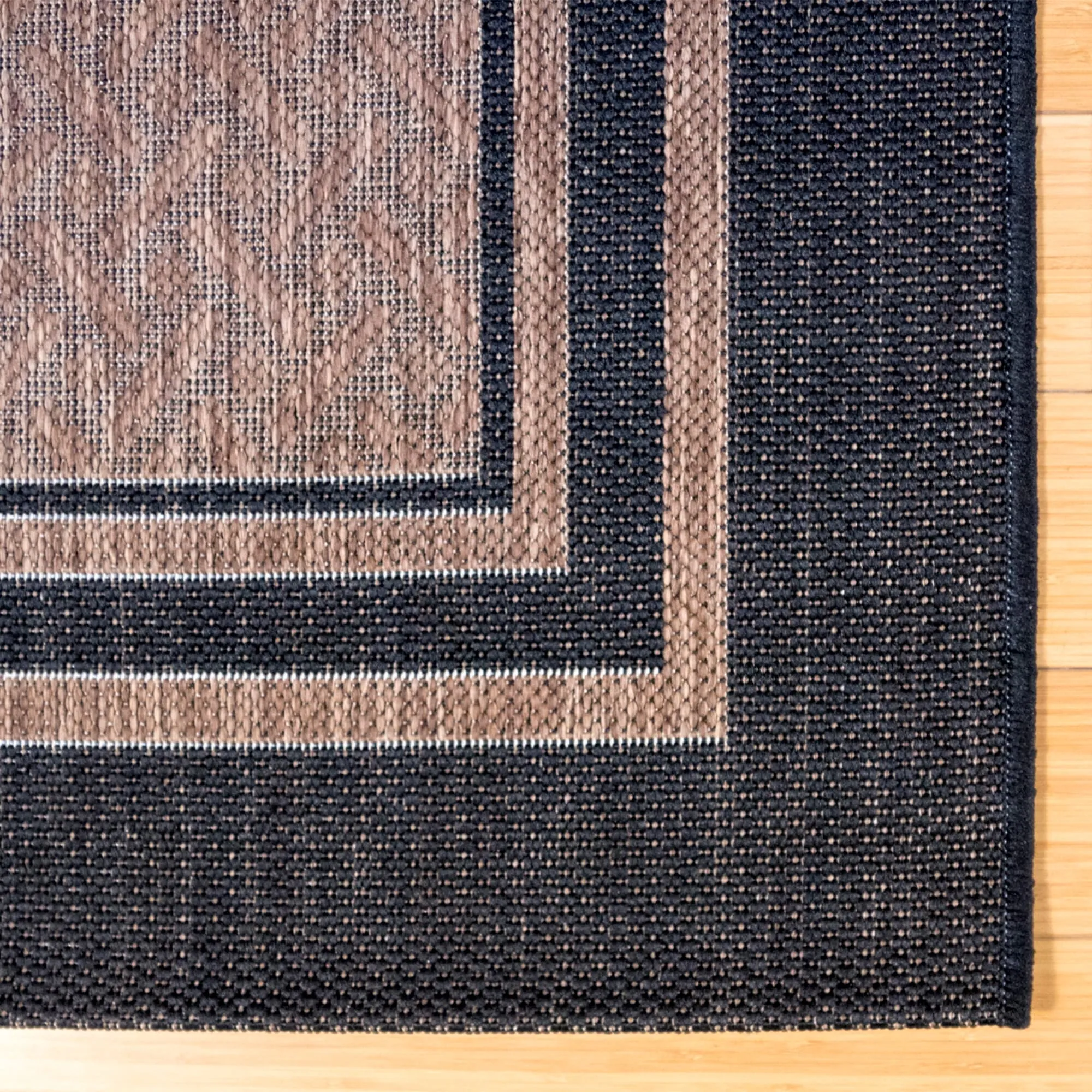 Gertmenian Paseo Soroa Chestnut Brown/Black Classic Border Flatweave Indoor/ Outdoor Area Rug