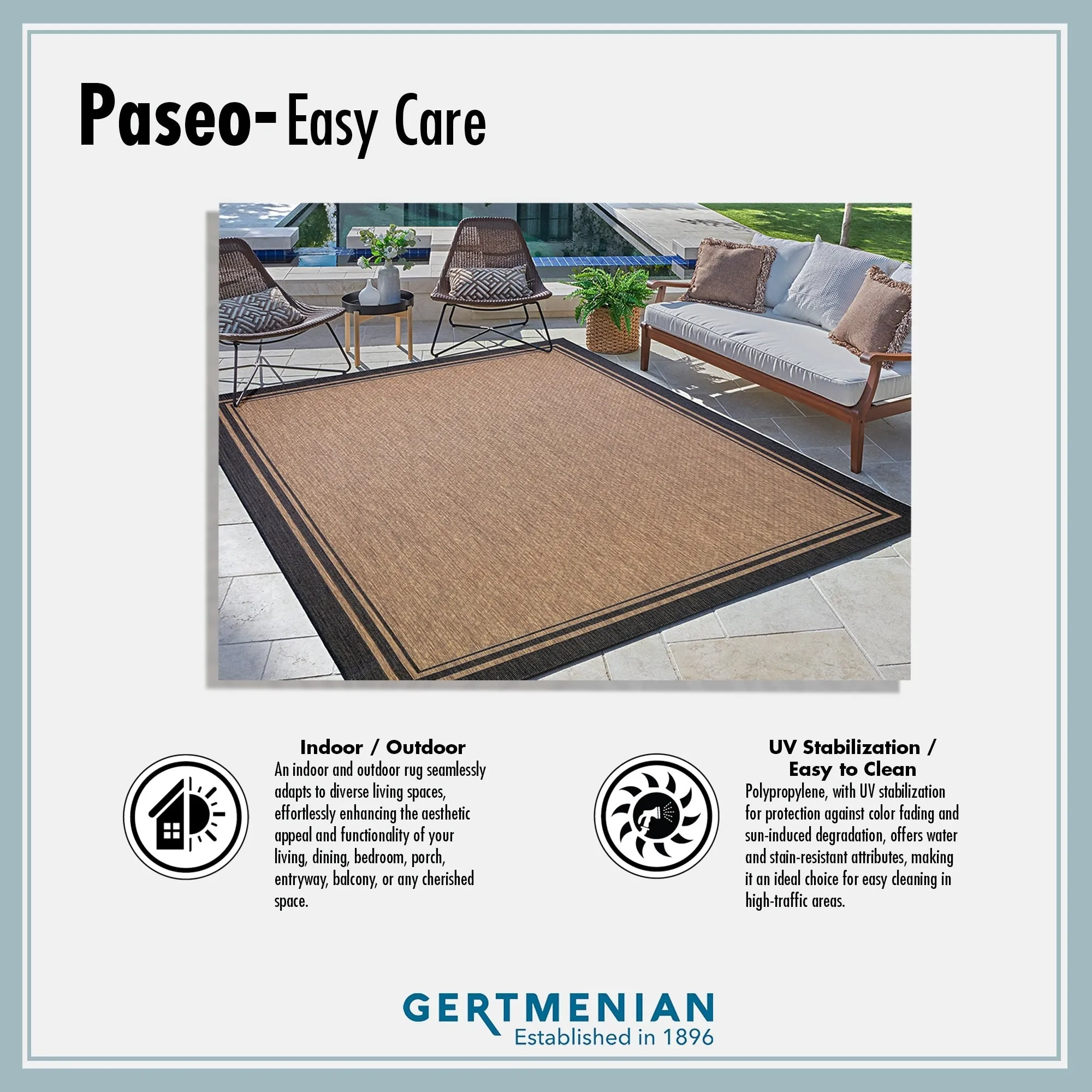 Gertmenian Paseo Soroa Chestnut Brown/Black Classic Border Flatweave Indoor/ Outdoor Area Rug