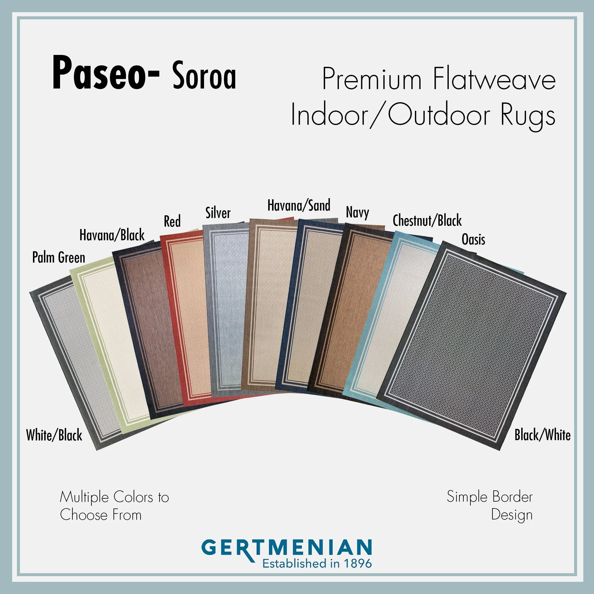 Gertmenian Paseo Soroa Havana Brown/Black Classic Border Flatweave Indoor/ Outdoor Area Rug